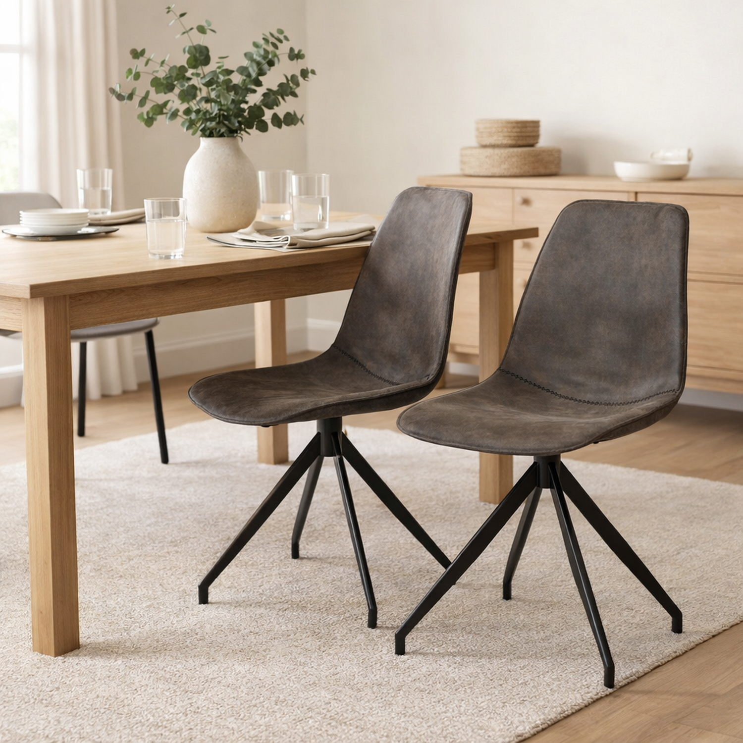 2er-Set Esszimmerstühle Monaco mit Drehfunktion aus Mikrofaser - Grau-Esszimmerstuhl-House Nordic-le canapé