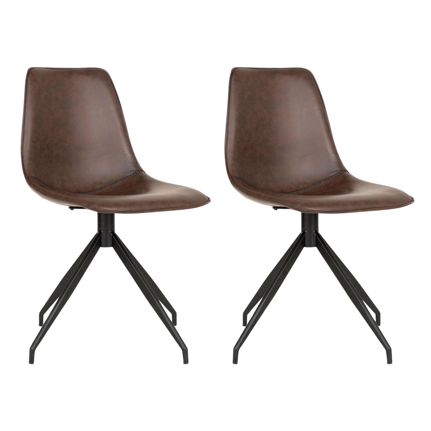 2er-Set Esszimmerstühle Monaco mit Drehfunktion in Lederoptik - Dunkelbraun-Esszimmerstuhl-House Nordic-le canapé