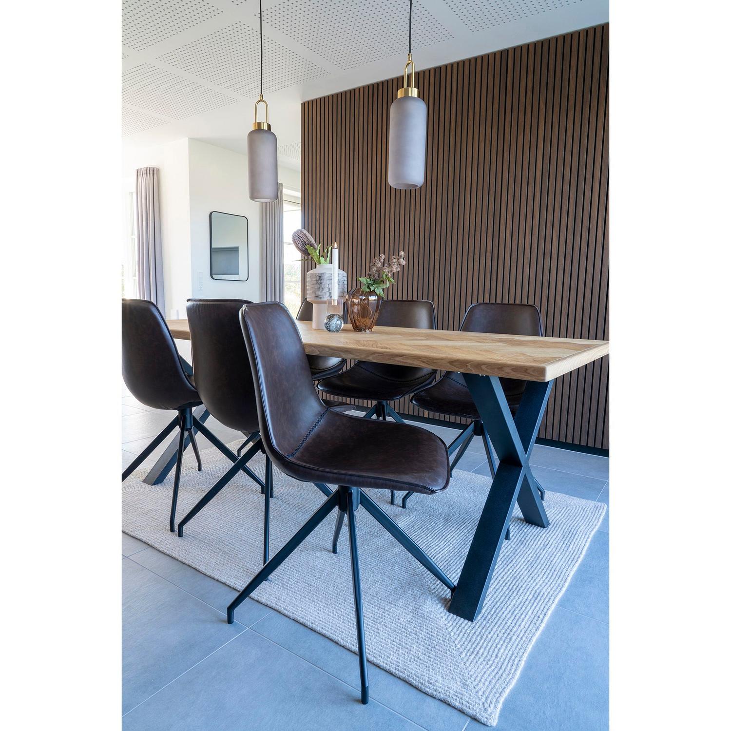 2er-Set Esszimmerstühle Monaco mit Drehfunktion in Lederoptik - Dunkelbraun-Esszimmerstühle-House Nordic-le canapé