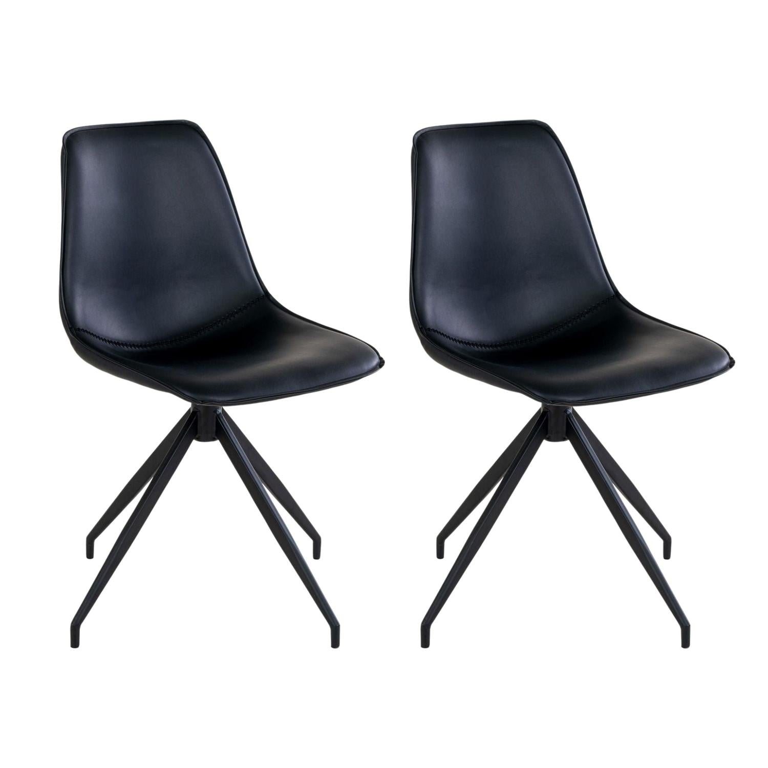 2er-Set Esszimmerstühle Monaco mit Drehfunktion in Lederoptik - Schwarz-Esszimmerstuhl-House Nordic-le canapé
