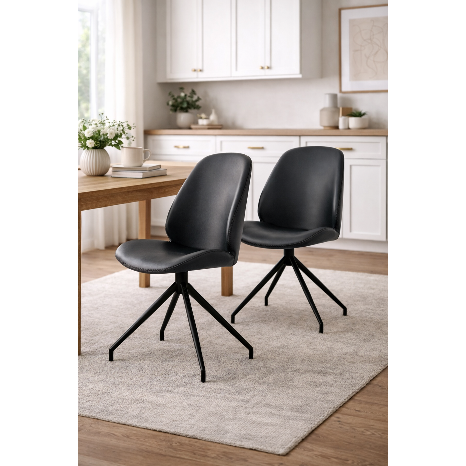 2er-Set Esszimmerstühle Monte Carlo aus Kunstleder - Schwarz-Esszimmerstuhl-House Nordic-le canapé