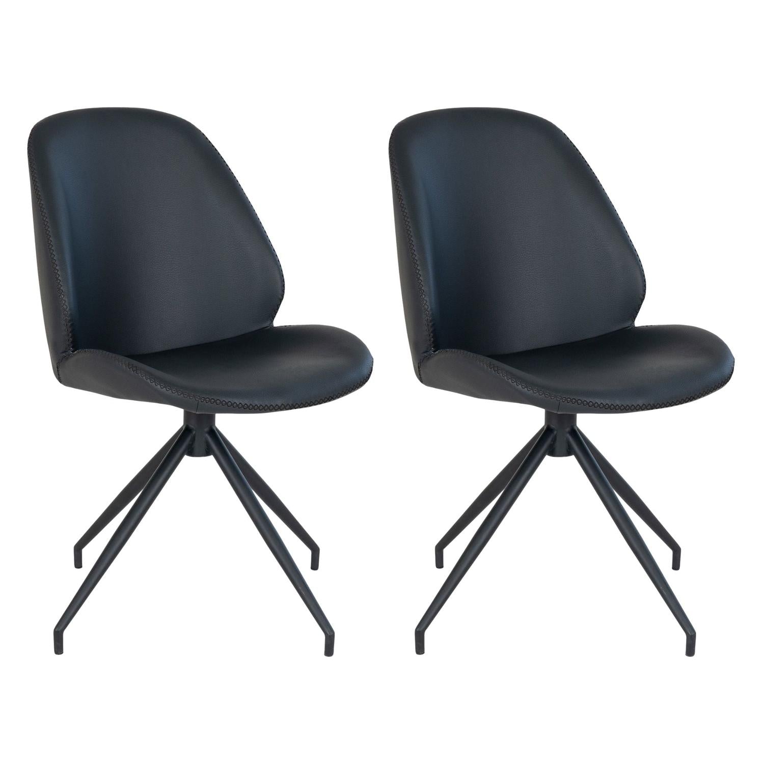 2er-Set Esszimmerstühle Monte Carlo aus Kunstleder - Schwarz-Esszimmerstuhl-House Nordic-le canapé