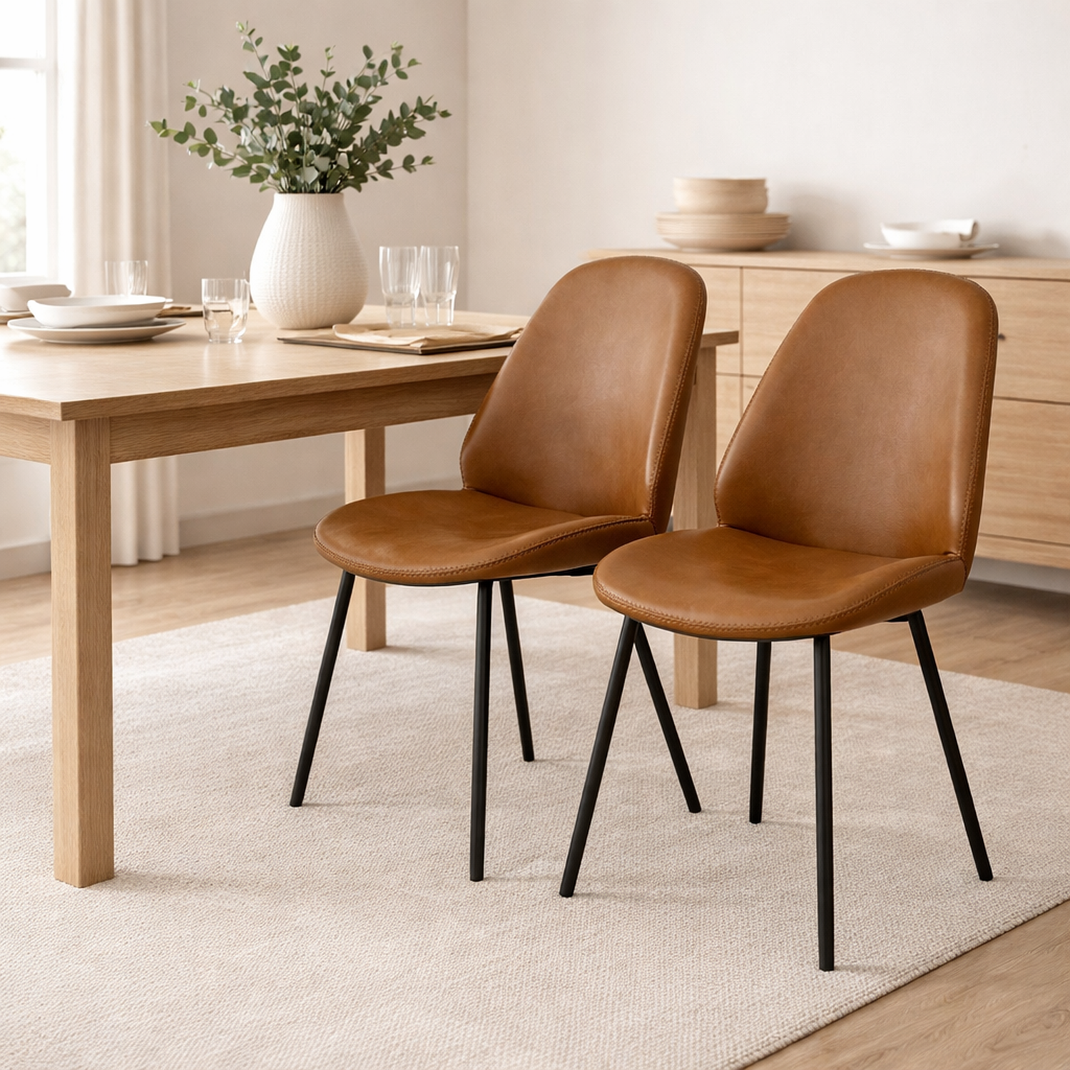 2er-Set Esszimmerstühle Monte Carlo aus Kunstleder - Vintage Braun-Esszimmerstuhl-House Nordic-le canapé