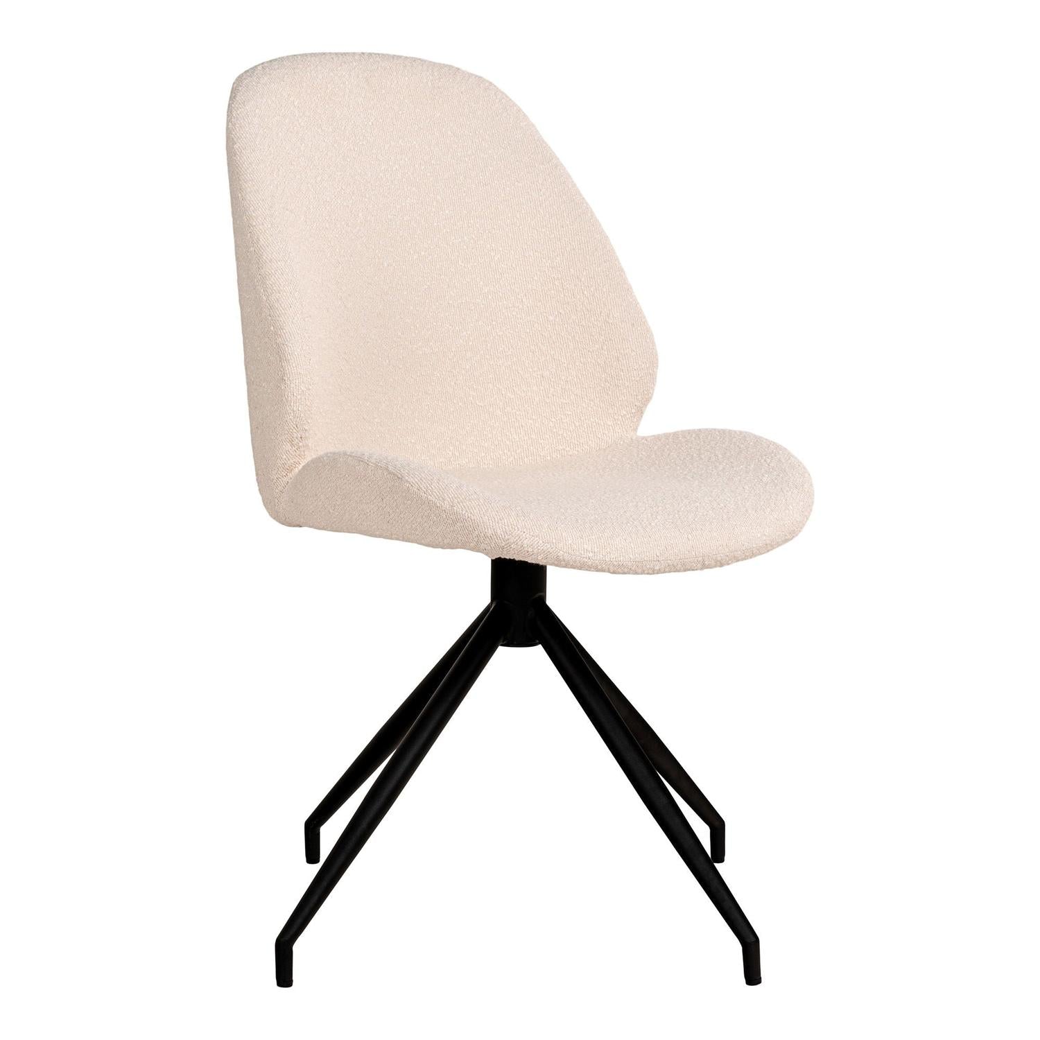 2er-Set Esszimmerstühle Monte Carlo drehbar aus Teddy Bouclé - Weiß-Esszimmerstühle-House Nordic-le canapé