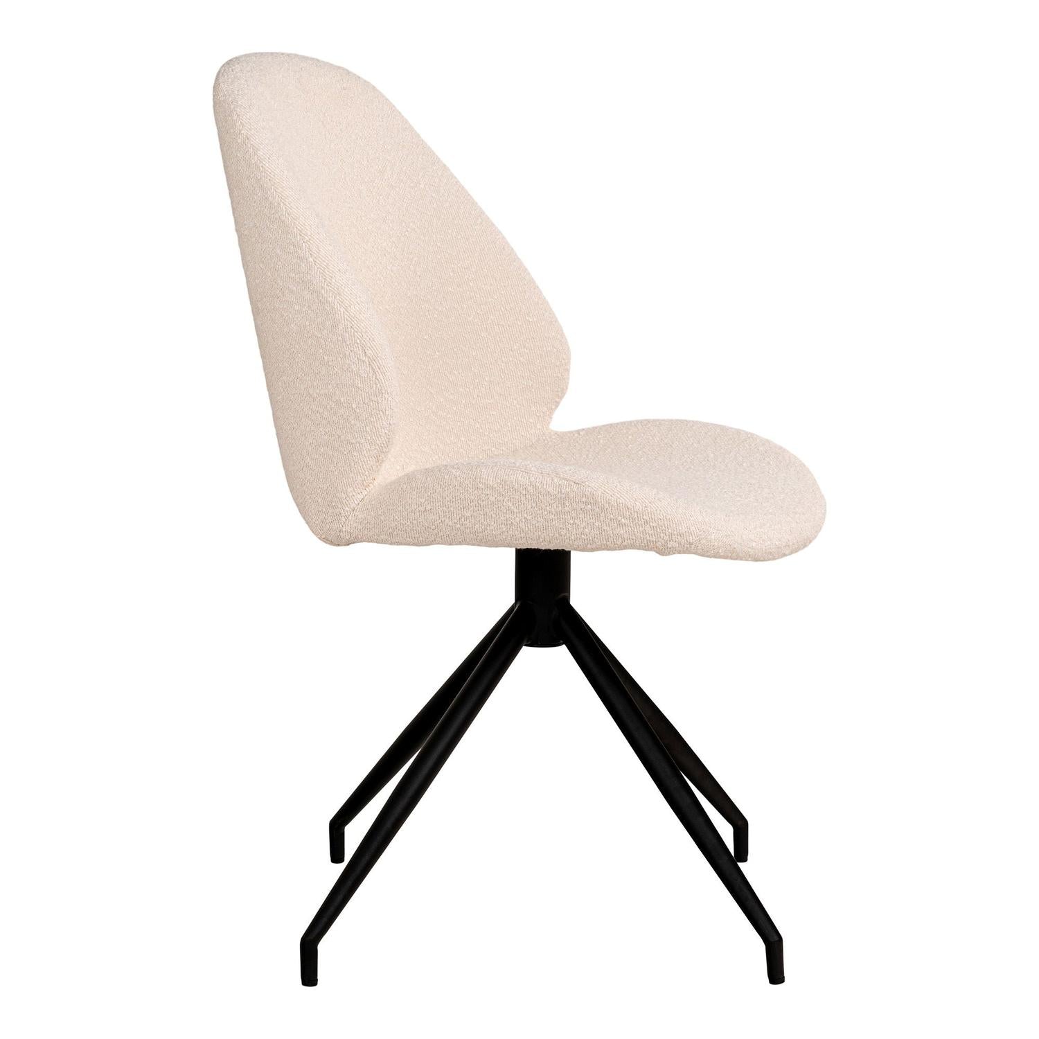 2er-Set Esszimmerstühle Monte Carlo drehbar aus Teddy Bouclé - Weiß-Esszimmerstühle-House Nordic-le canapé