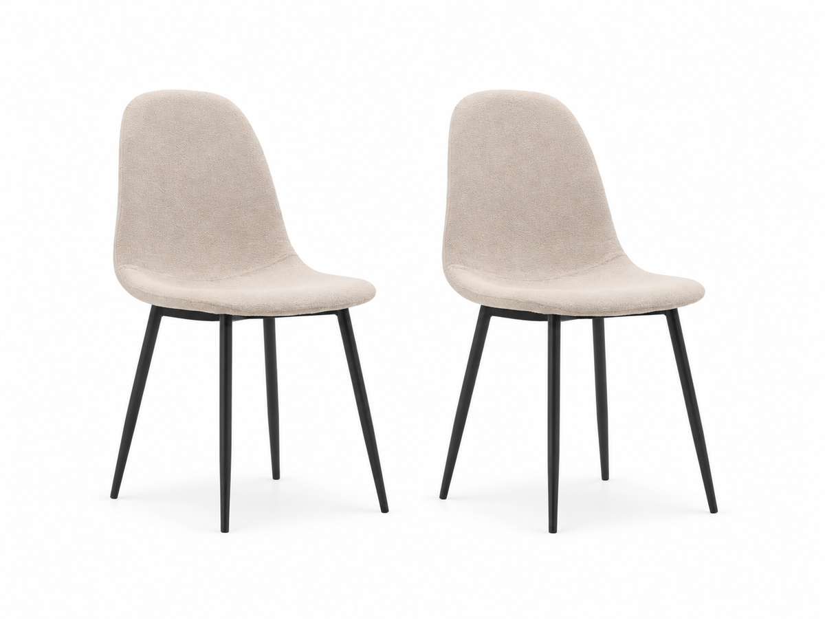 2er-Set Esszimmerstühle Polar aus Bouclé - Beige-Esszimmerstühle-Venture Home-le canapé