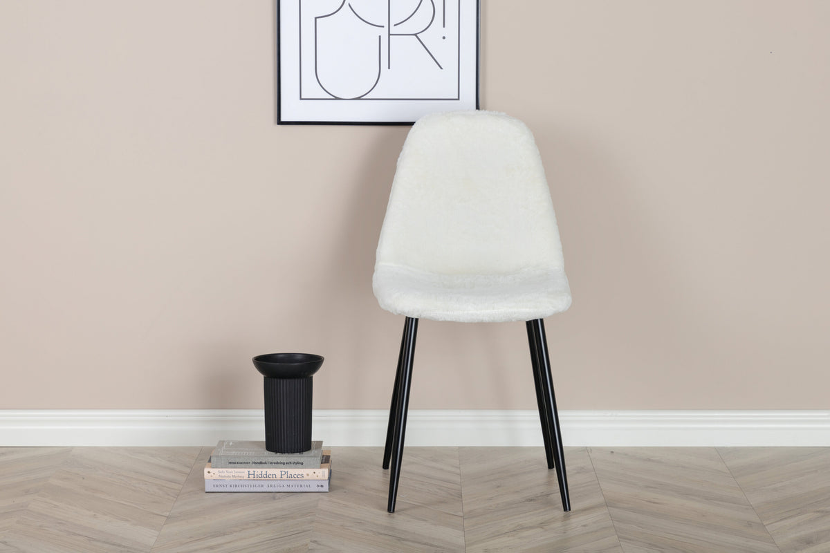 2er-Set Esszimmerstühle Polar aus Teddy Bouclé - Weiß-Esszimmerstühle-Venture Home-le canapé