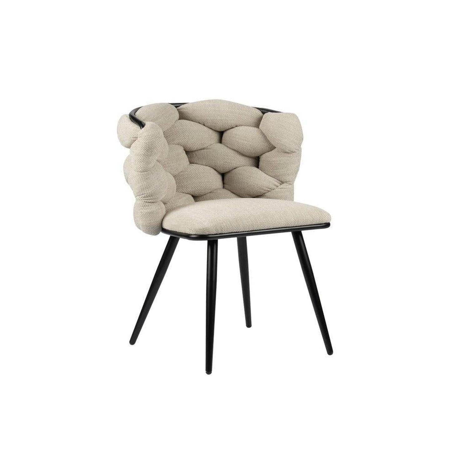 2er-Set Esszimmerstühle Rock aus Chenille - Beige-Esszimmerstühle-Pole to Pole-le canapé