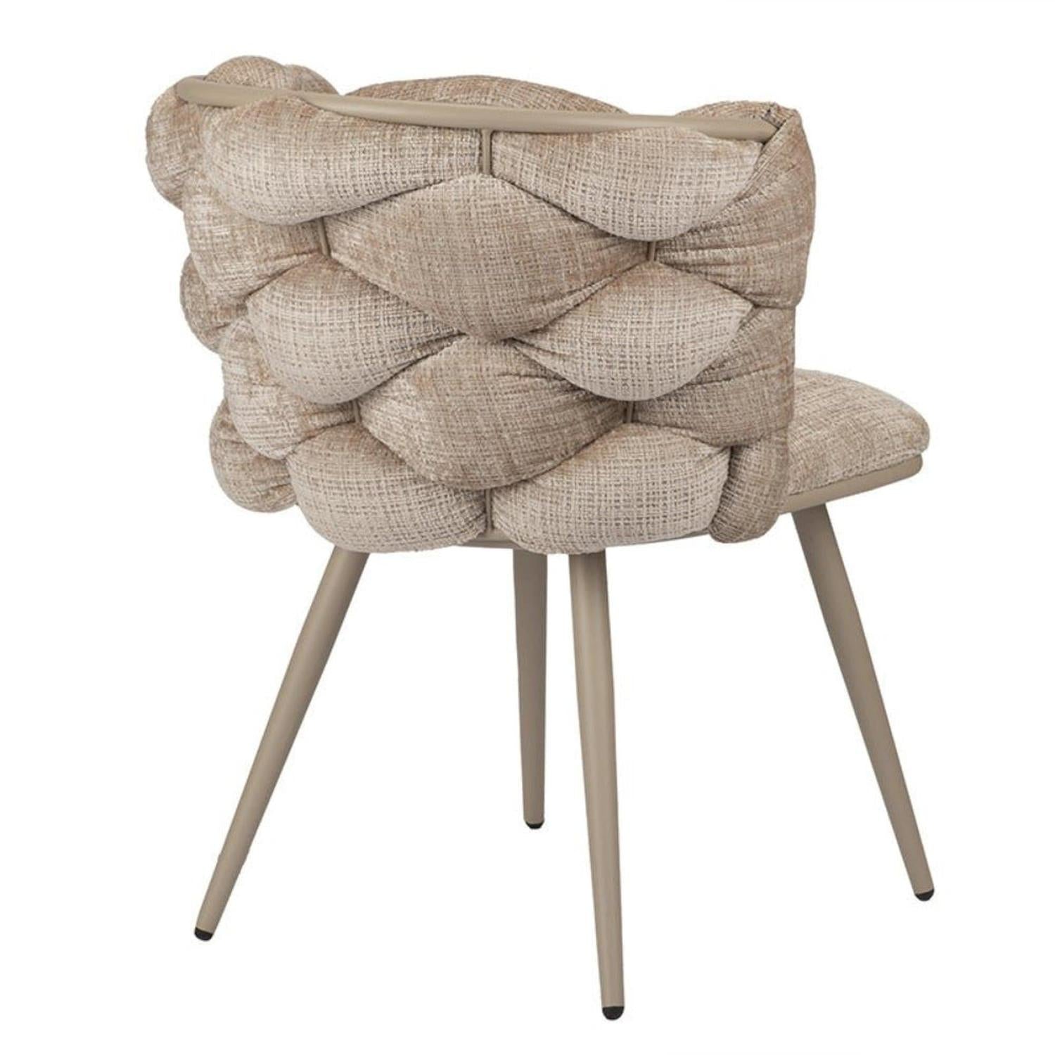 2er-Set Esszimmerstühle Rock aus Velour - Creme-Esszimmerstühle-Pole to Pole-le canapé