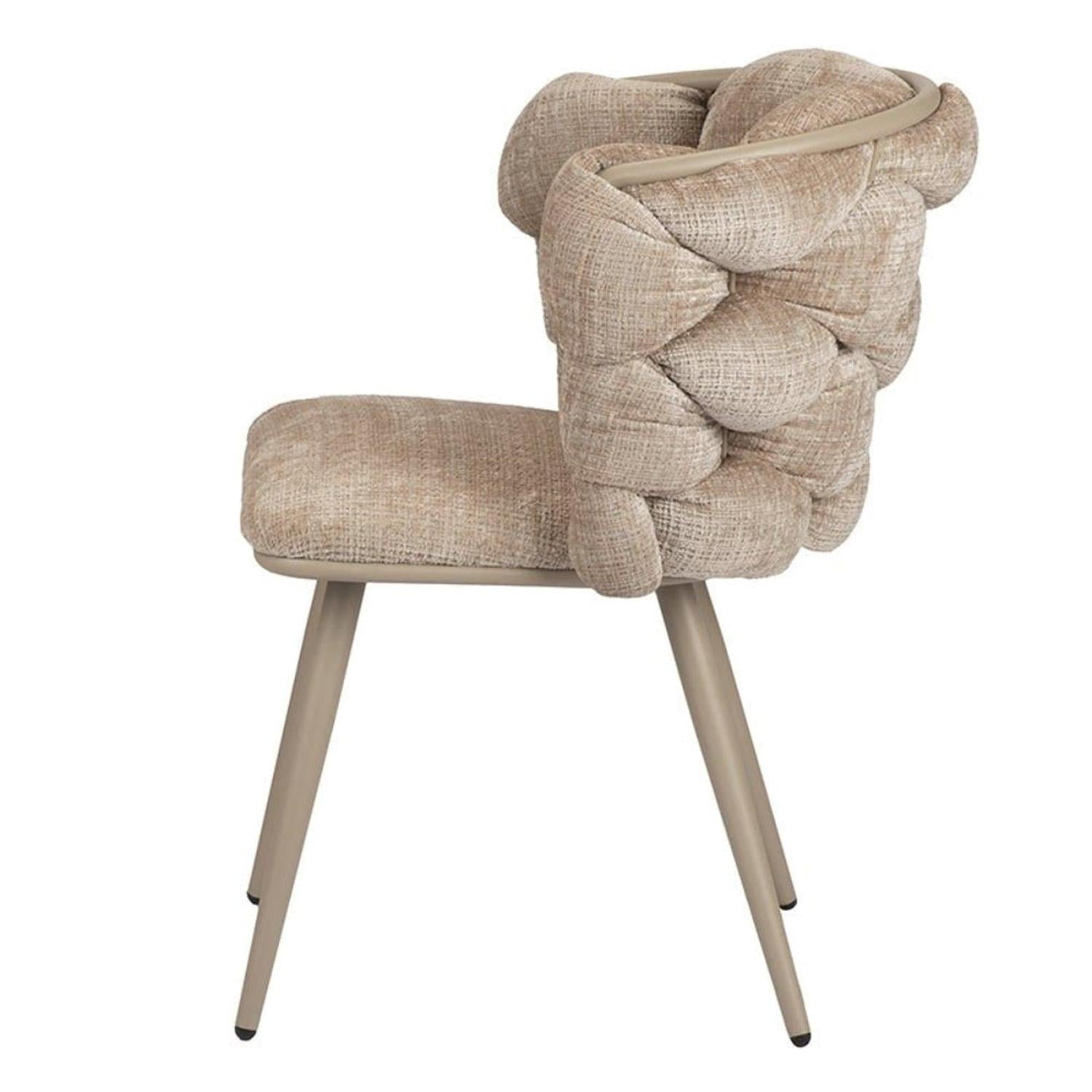 2er-Set Esszimmerstühle Rock aus Velour - Creme-Esszimmerstühle-Pole to Pole-le canapé