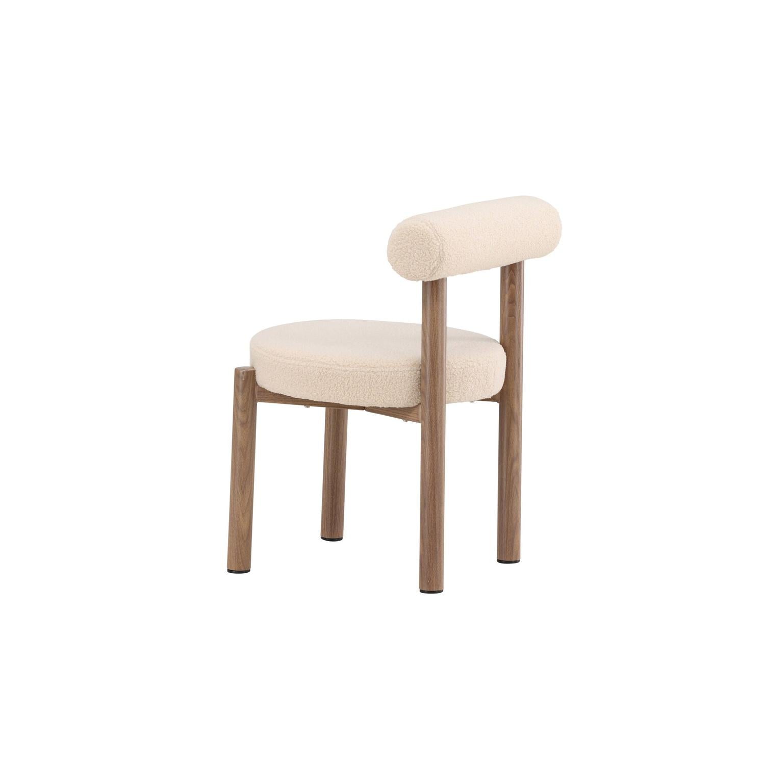 2er-Set Esszimmerstühle Tillo aus Teddy Bouclé - Weiß-Esszimmerstuhl-Venture Home-le canapé