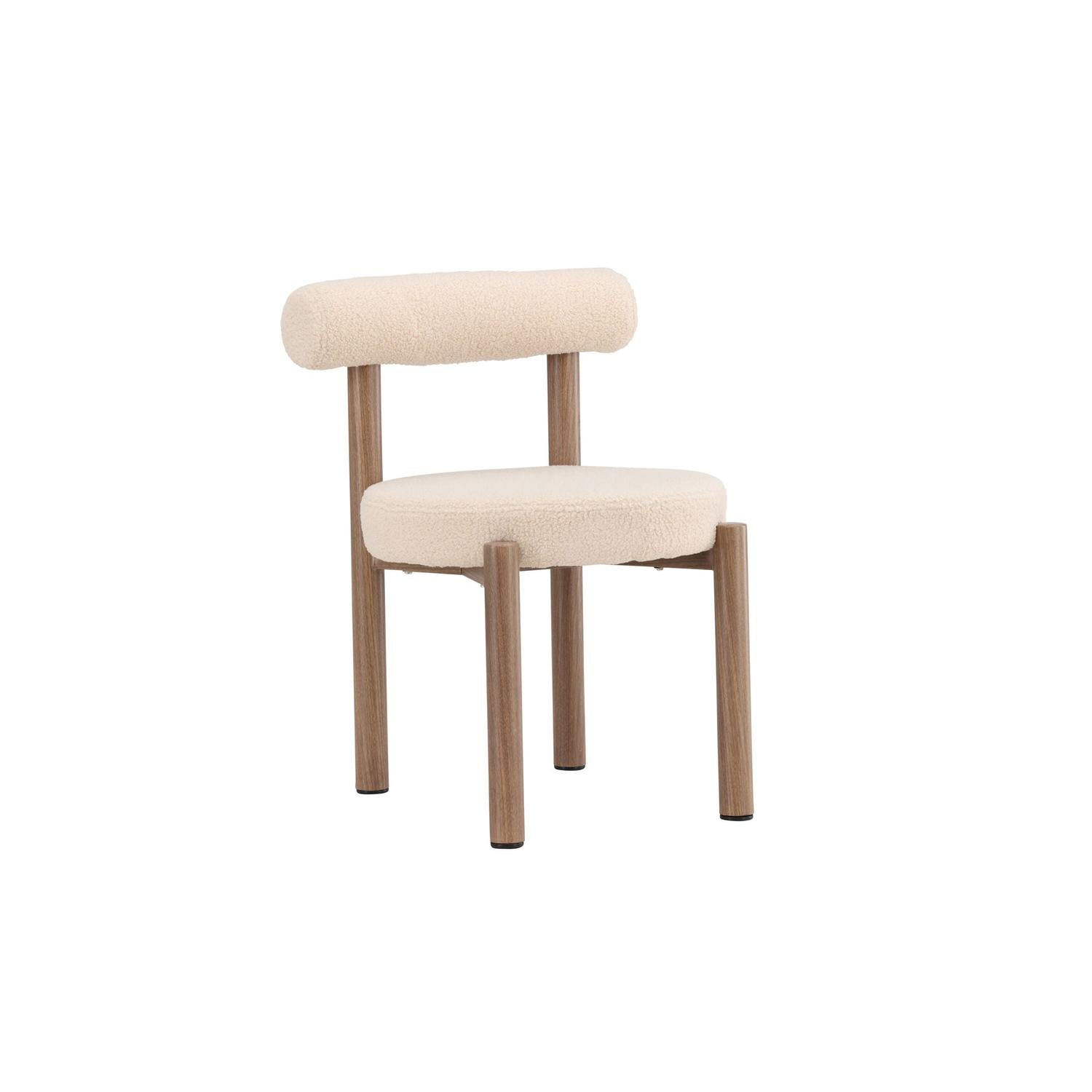 2er-Set Esszimmerstühle Tillo aus Teddy Bouclé - Weiß-Esszimmerstuhl-Venture Home-le canapé