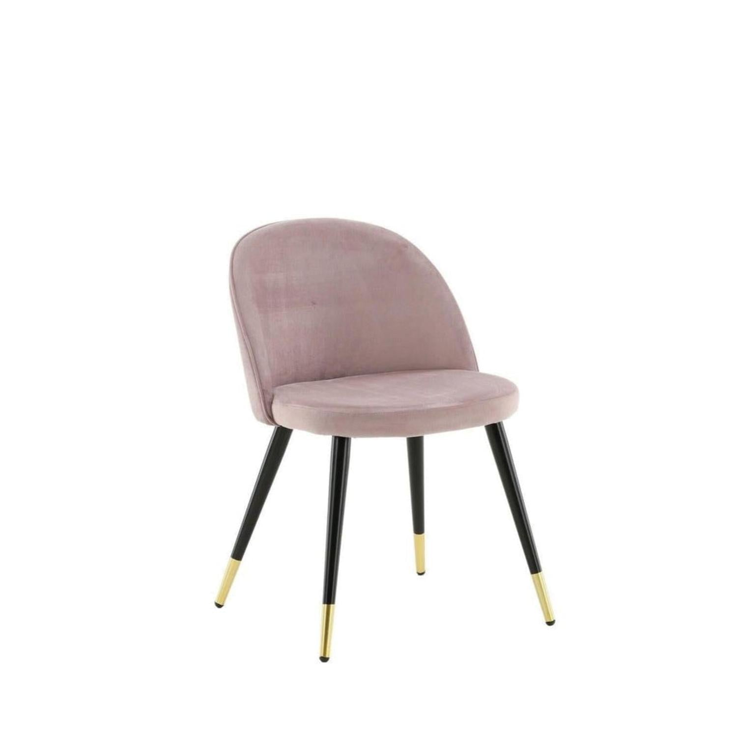 2er-Set Esszimmerstühle Velvet aus Samt - Altrosa / Schwarz / Messing-Polsterstühle-Venture Home-le canapé