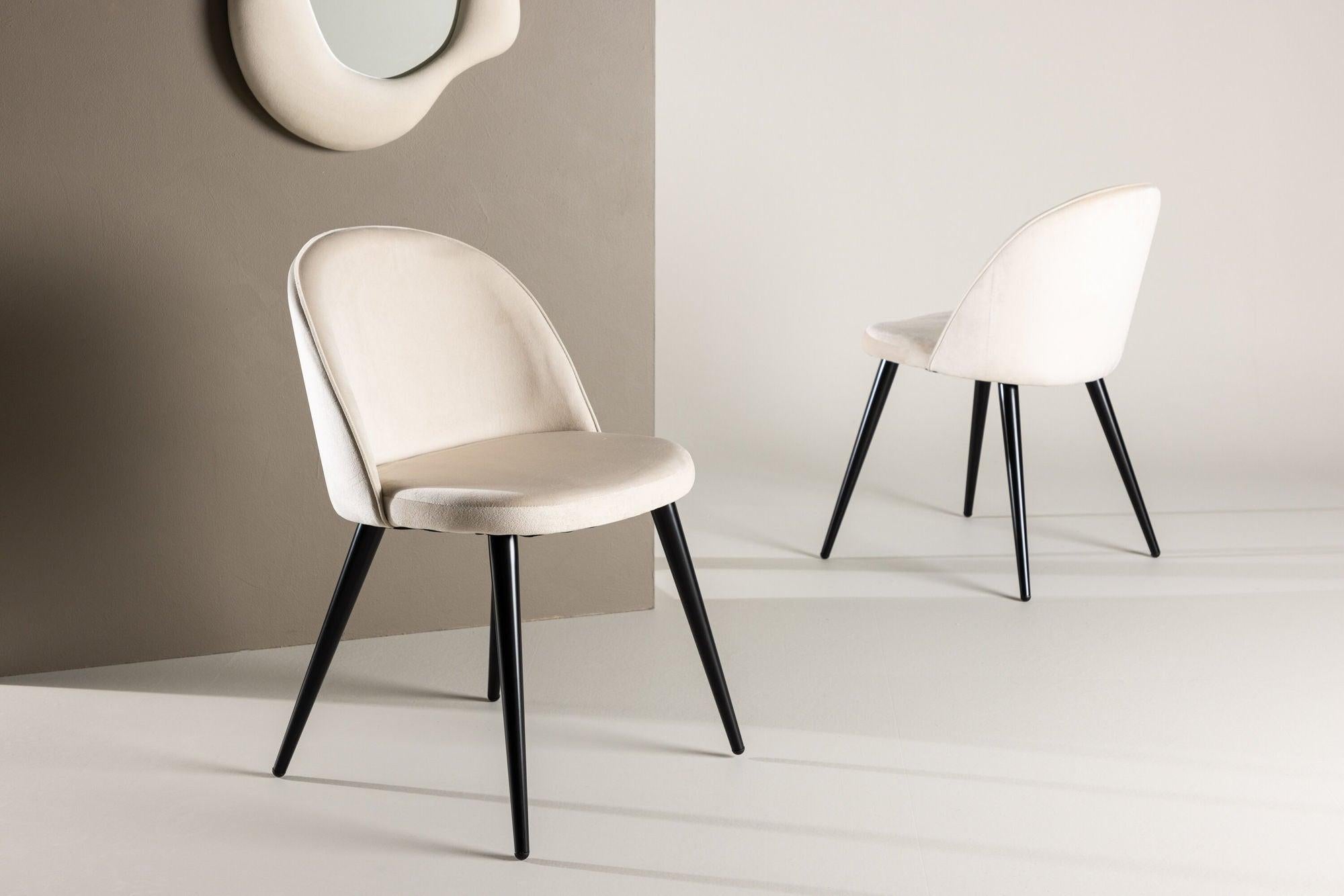 2er-Set Esszimmerstühle Velvet aus Samt - Beige-Polsterstühle-Venture Home-le canapé