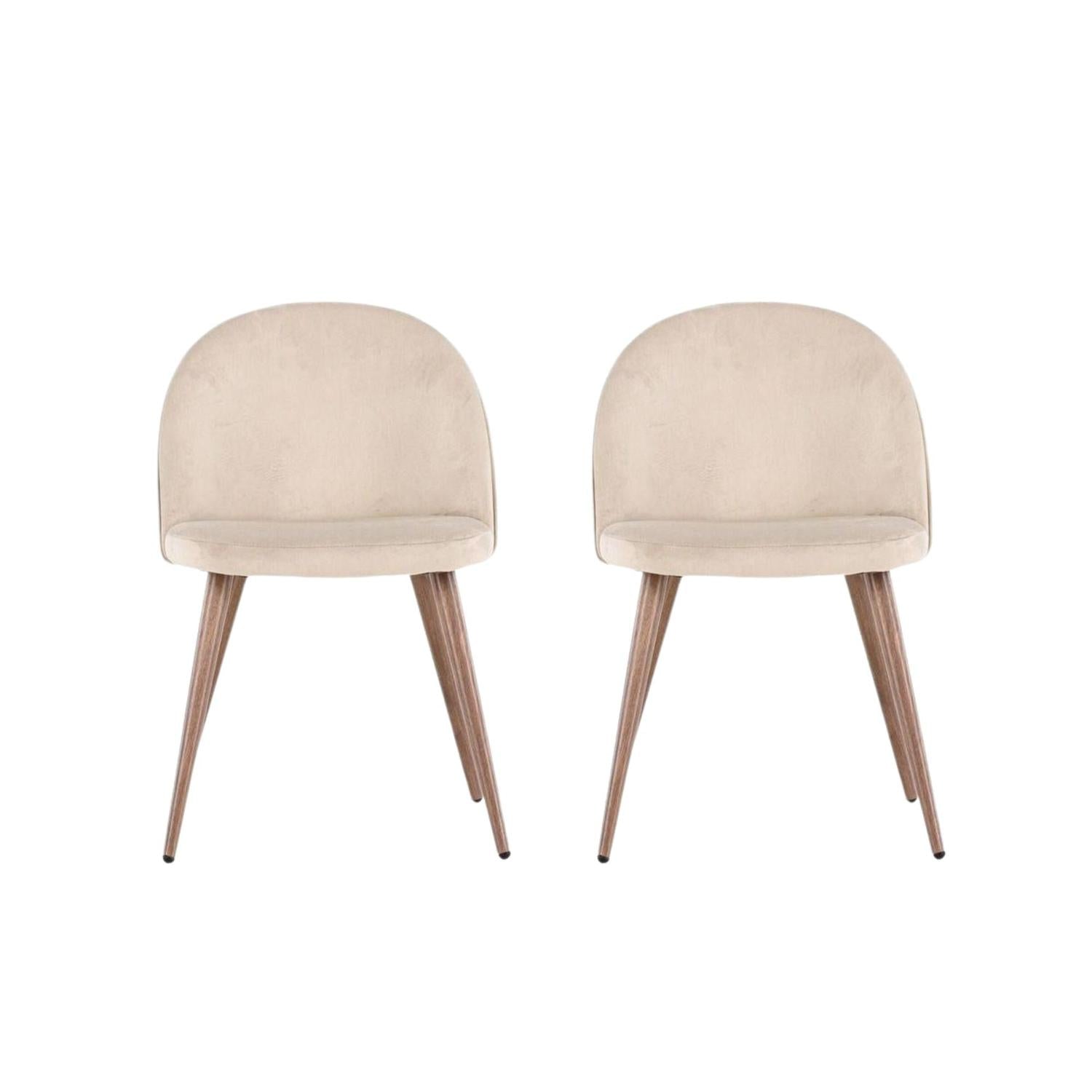 2er-Set Esszimmerstühle Velvet aus Samt - Beige-Polsterstühle-Venture Home-le canapé