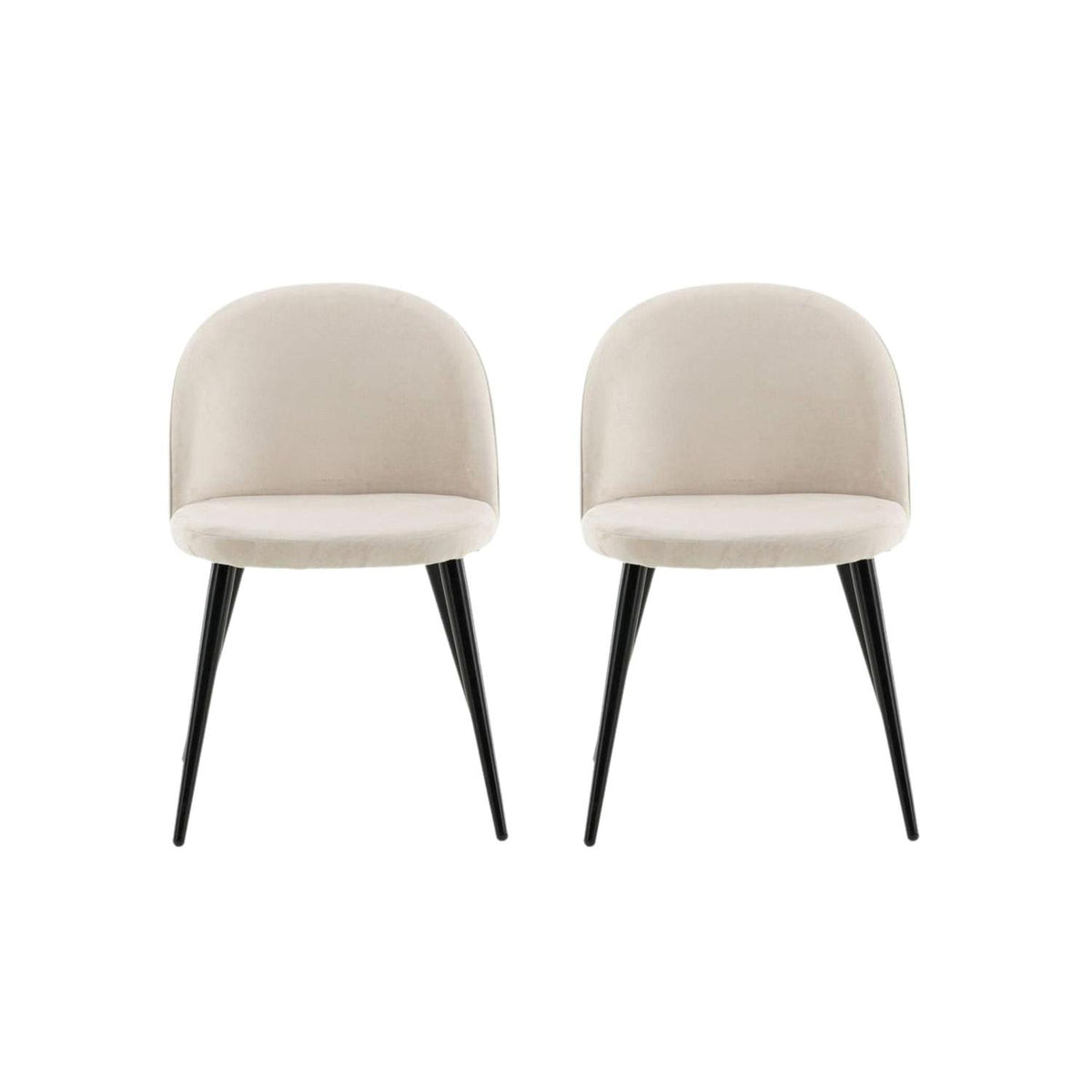 2er-Set Polsterstuhl Matstol aus Samt - Beige