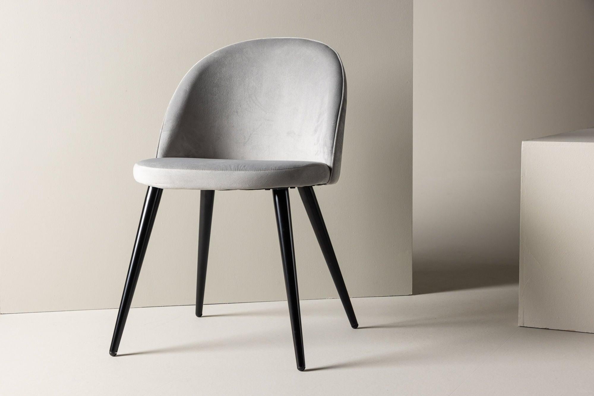 2er-Set Esszimmerstühle Velvet aus Samt - Grau-Polsterstühle-Venture Home-le canapé