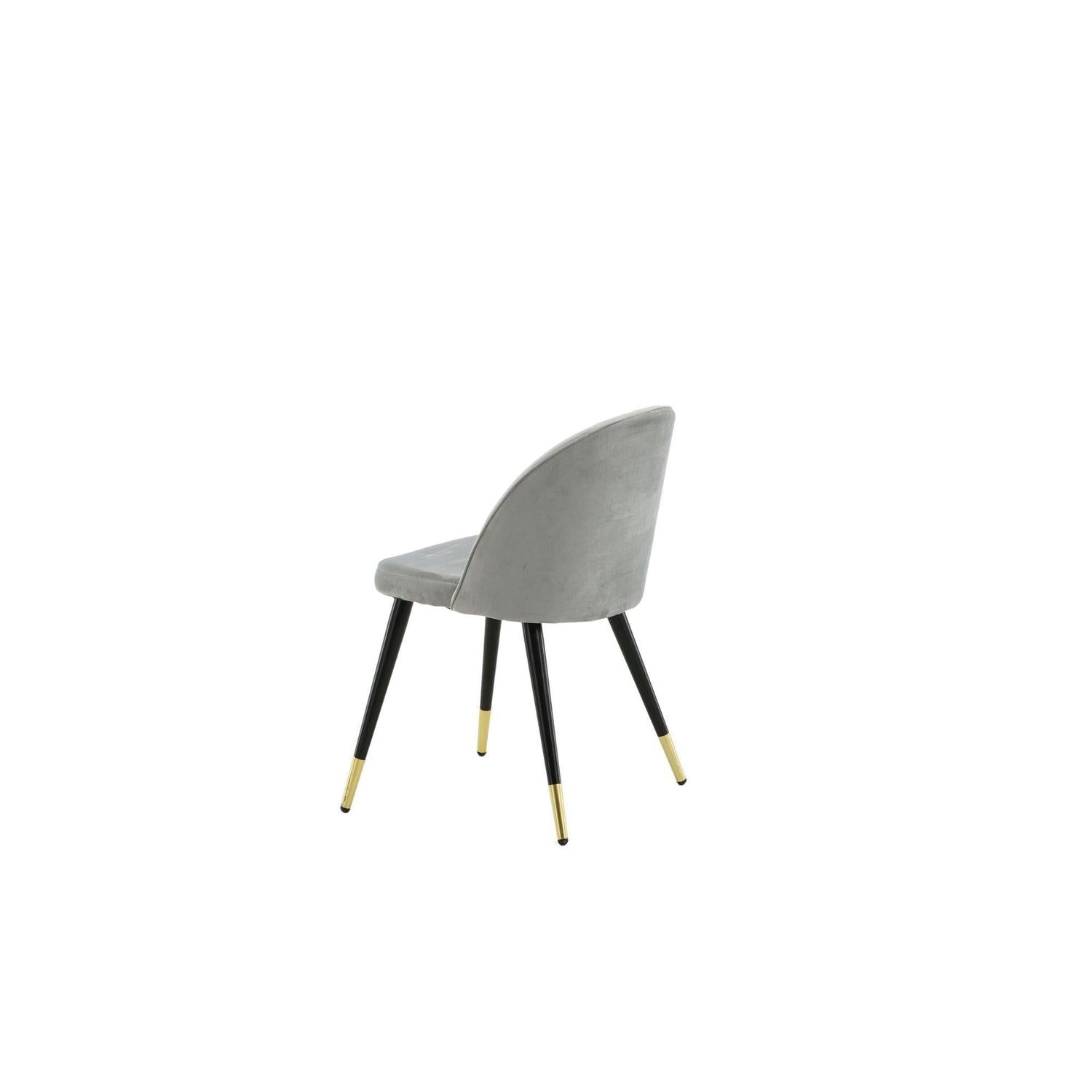 2er-Set Esszimmerstühle Velvet aus Samt - Grau / Schwarz / Messing-Polsterstühle-Venture Home-le canapé