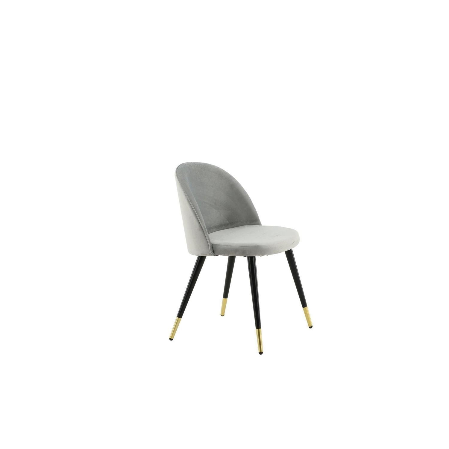 2er-Set Esszimmerstühle Velvet aus Samt - Grau / Schwarz / Messing-Polsterstühle-Venture Home-le canapé