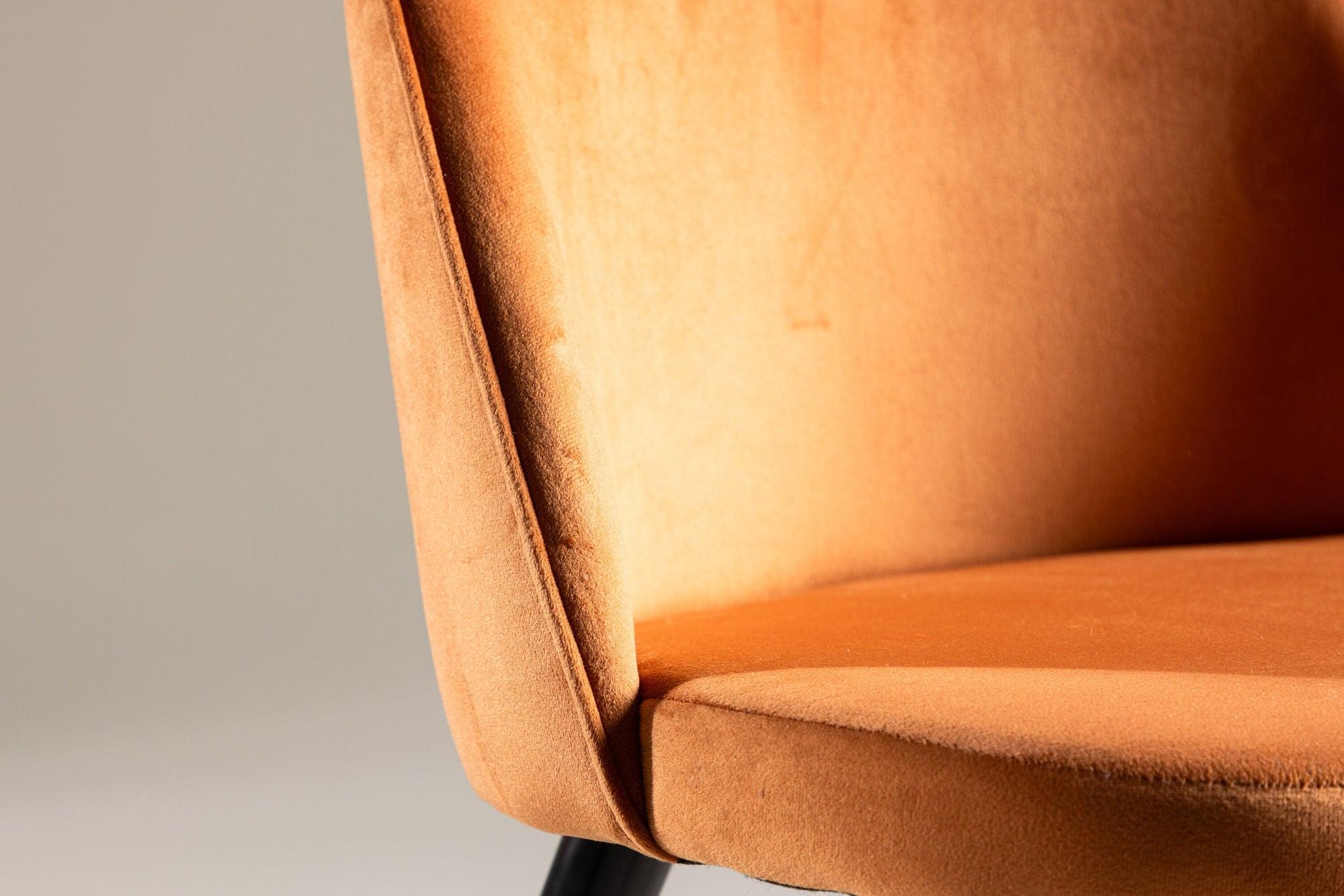2er-Set Esszimmerstühle Velvet aus Samt - Orange-Polsterstühle-Venture Home-le canapé