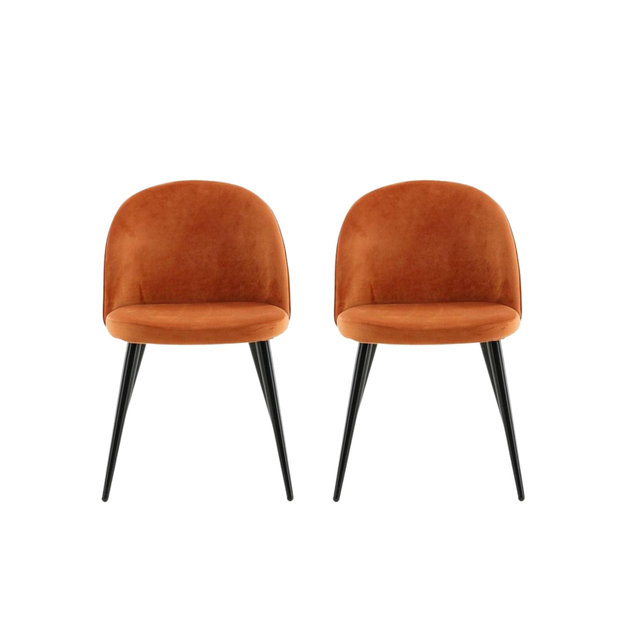 2er-Set Esszimmerstühle Velvet aus Samt - Orange-Polsterstühle-Venture Home-le canapé