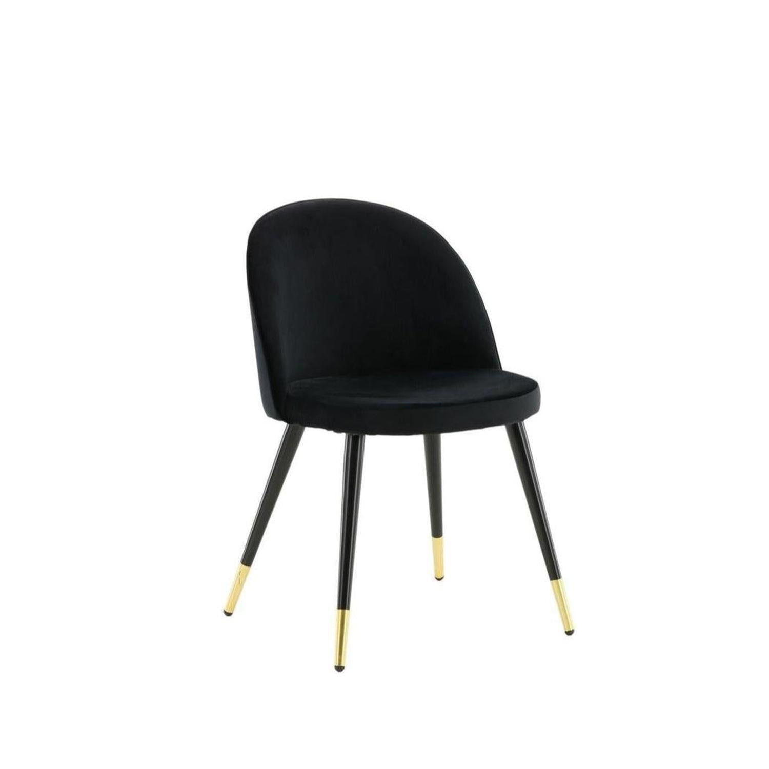 2er-Set Esszimmerstühle Velvet aus Samt - Schwarz / Messing-Polsterstühle-Venture Home-le canapé