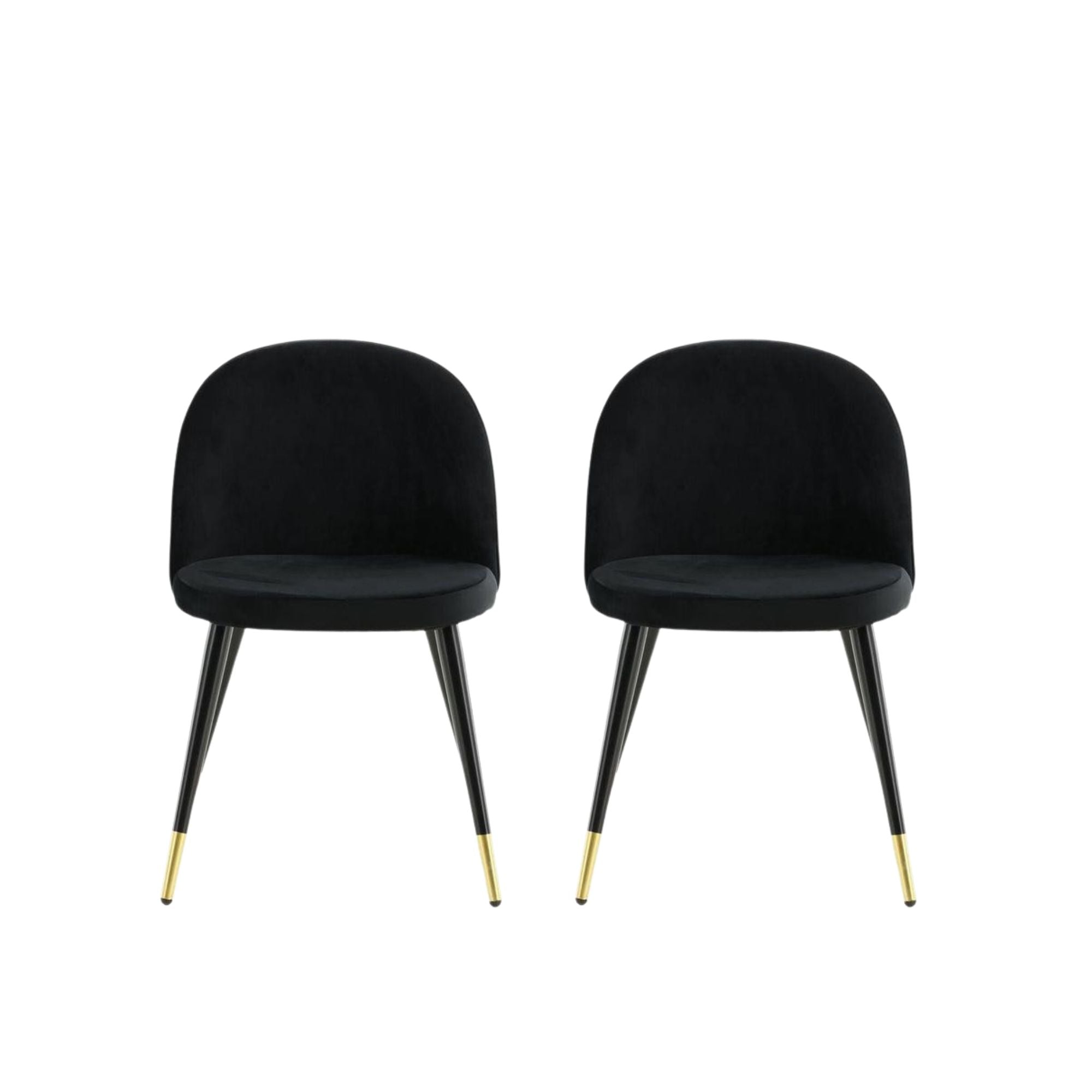 2er-Set Esszimmerstühle Velvet aus Samt - Schwarz / Messing-Polsterstühle-Venture Home-le canapé
