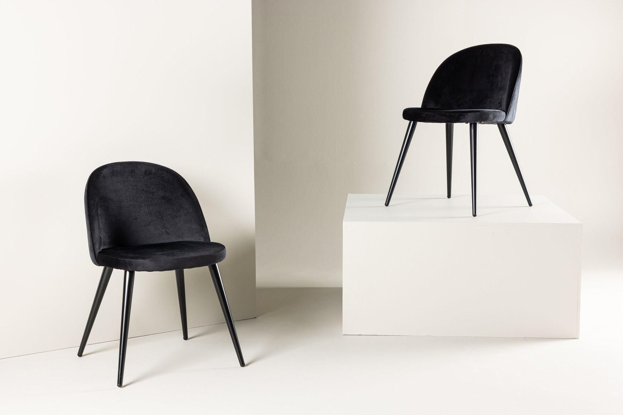 2er-Set Esszimmerstühle Velvet aus Samt - Schwarz-Polsterstühle-Venture Home-le canapé
