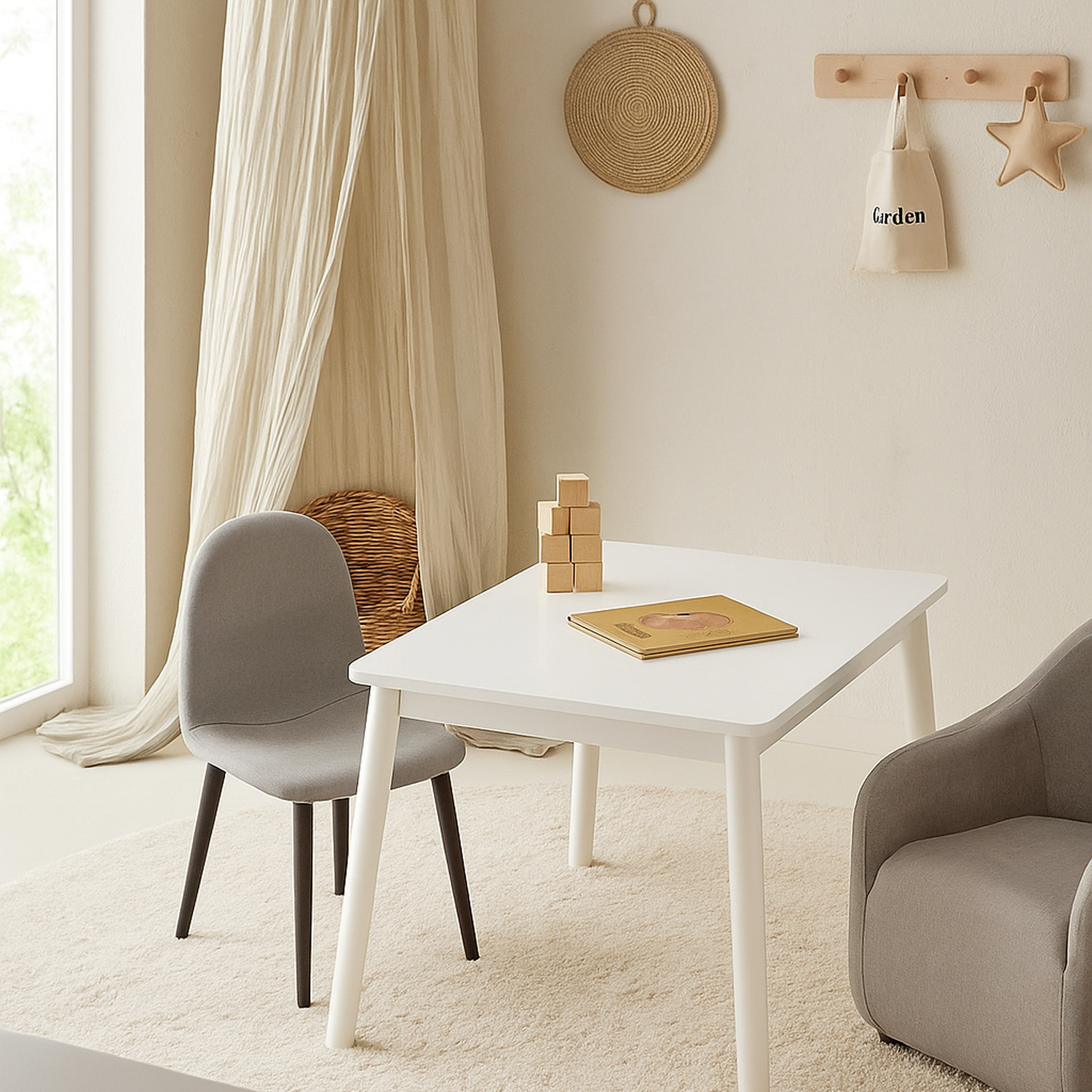 2er-Set Kinderstühle Polar aus Samt - Grau-Kinderstuhl-Venture Home-le canapé