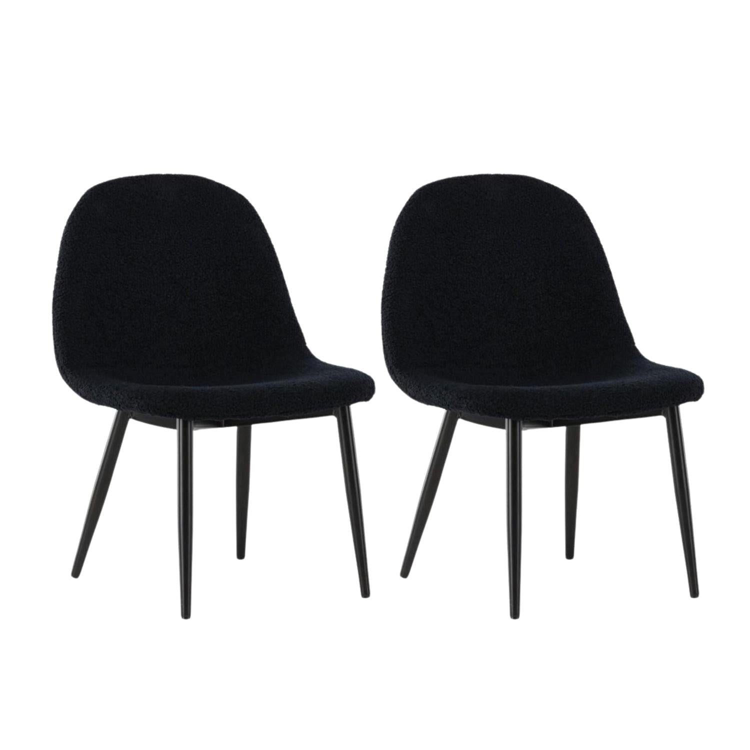 2er-Set Kinderstühle Polar aus Teddystoff (Bouclé) - Schwarz-Kinderstuhl-Venture Home-le canapé