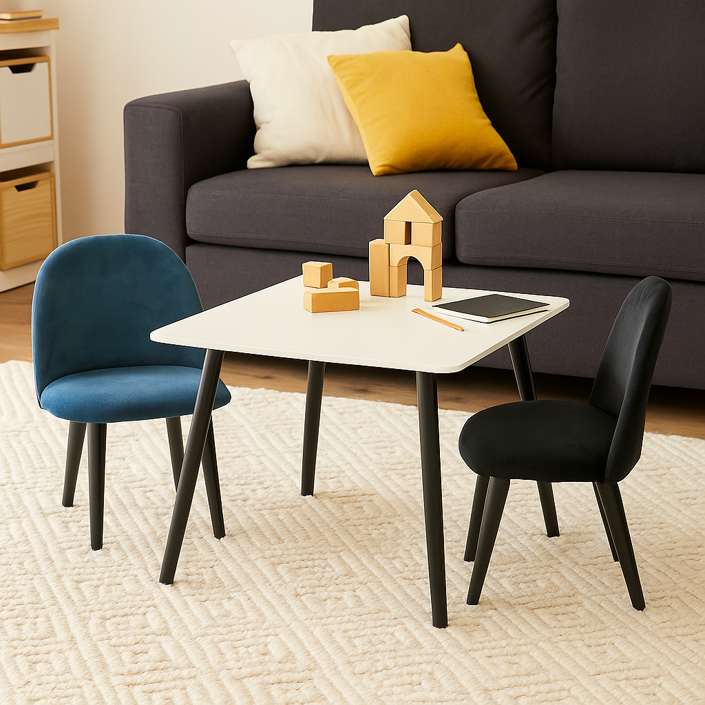 2er-Set Kinderstühle XXS aus Samt - Schwarz-Kinderstuhl-Venture Home-le canapé