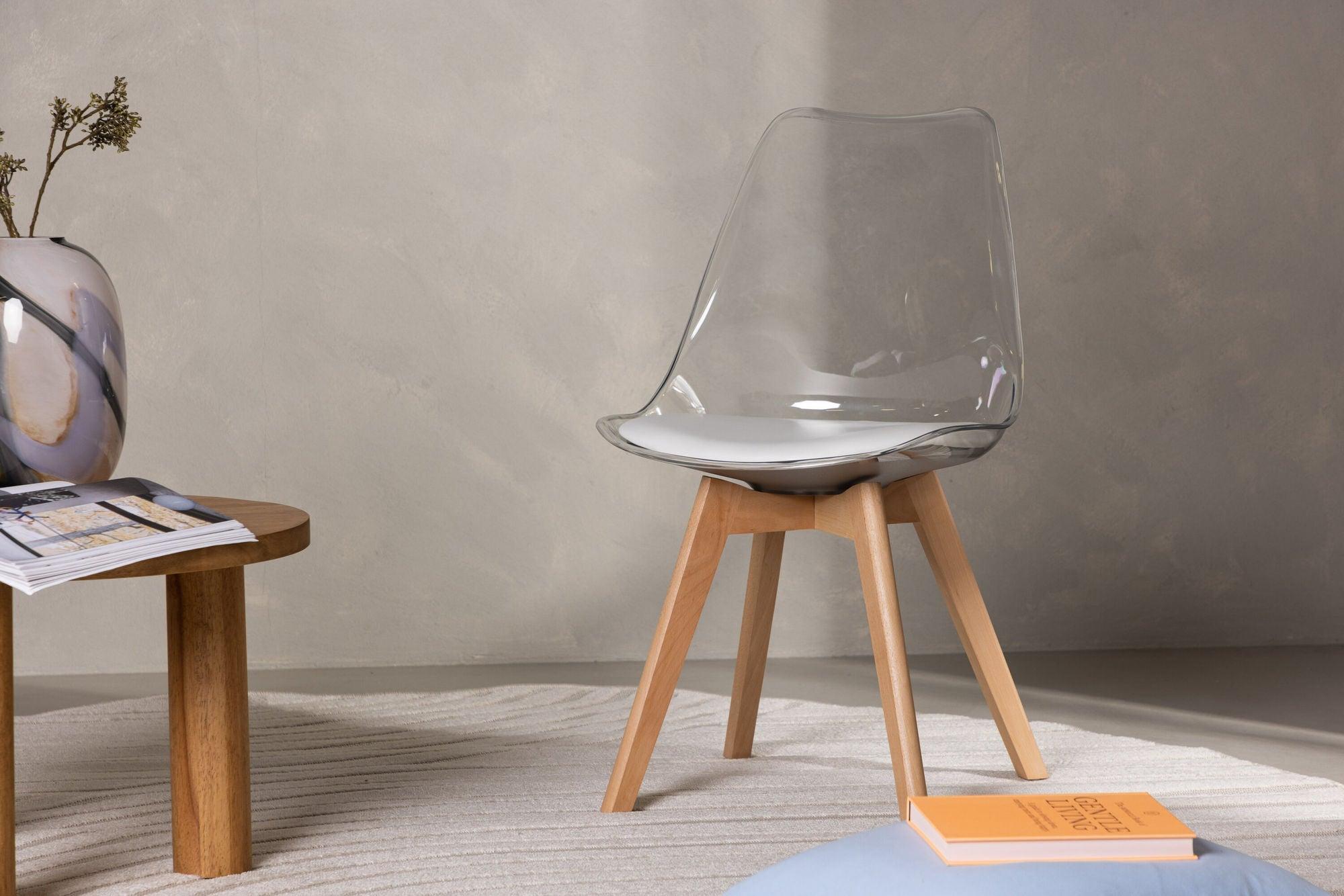 2er-Set Kunststoffstühle Edvin - Transparent / Weiß / Natur-Kunststoffstühle-Venture Home-le canapé