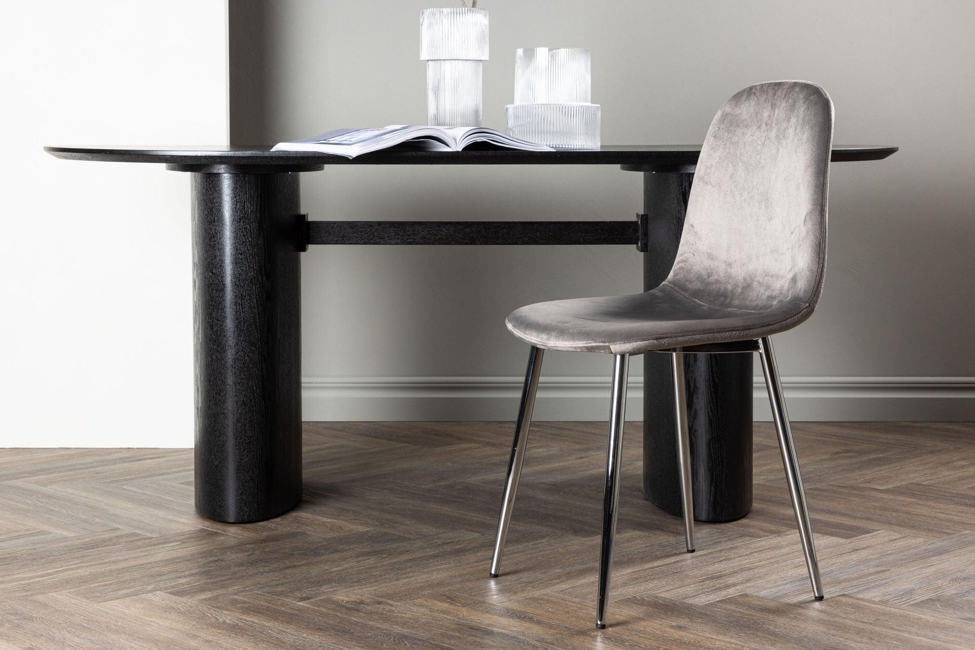 2er-Set Polsterstühle Eva aus Samt - Hellgrau-Polsterstühle-Venture Home-le canapé