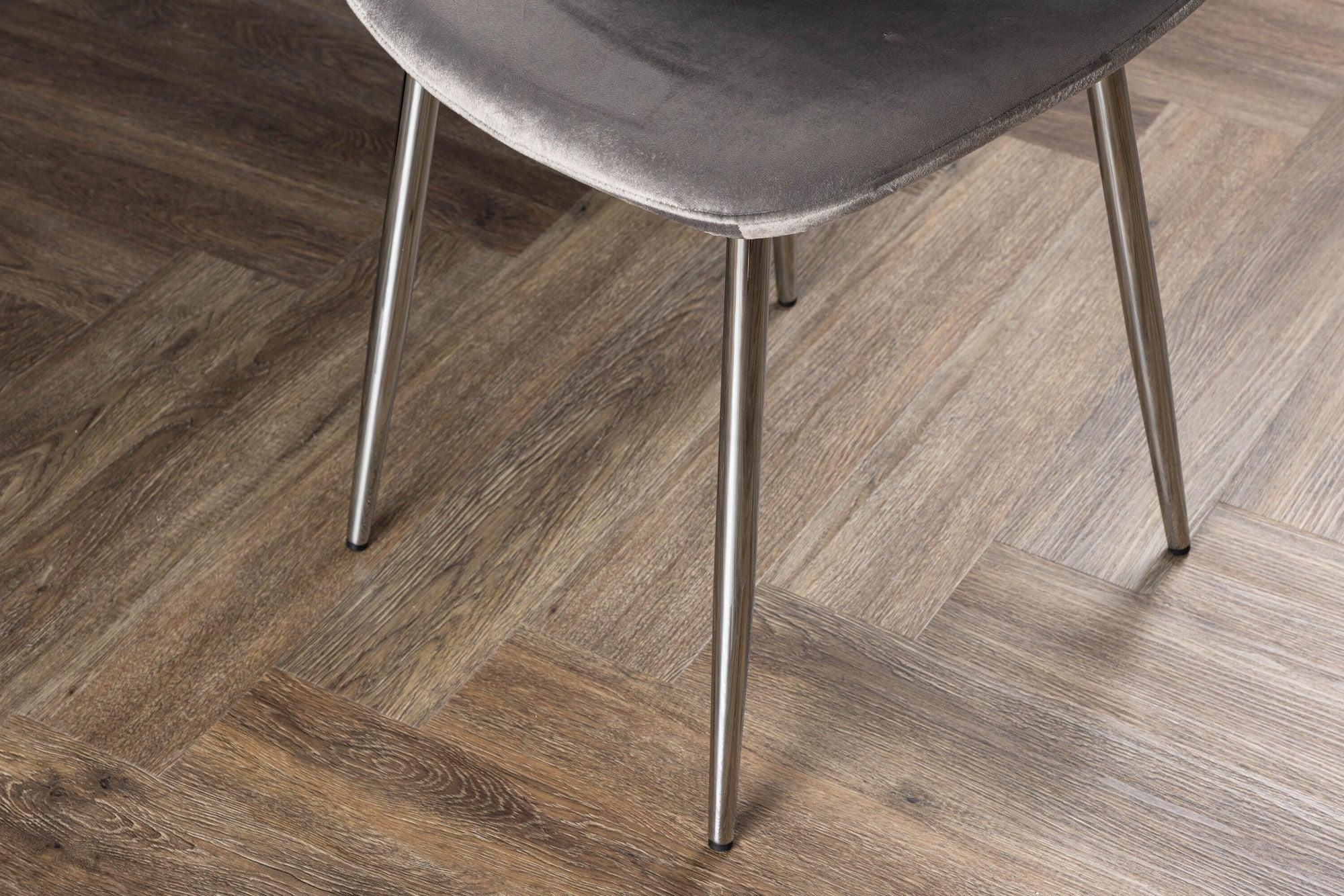 2er-Set Polsterstühle Eva aus Samt - Hellgrau-Polsterstühle-Venture Home-le canapé