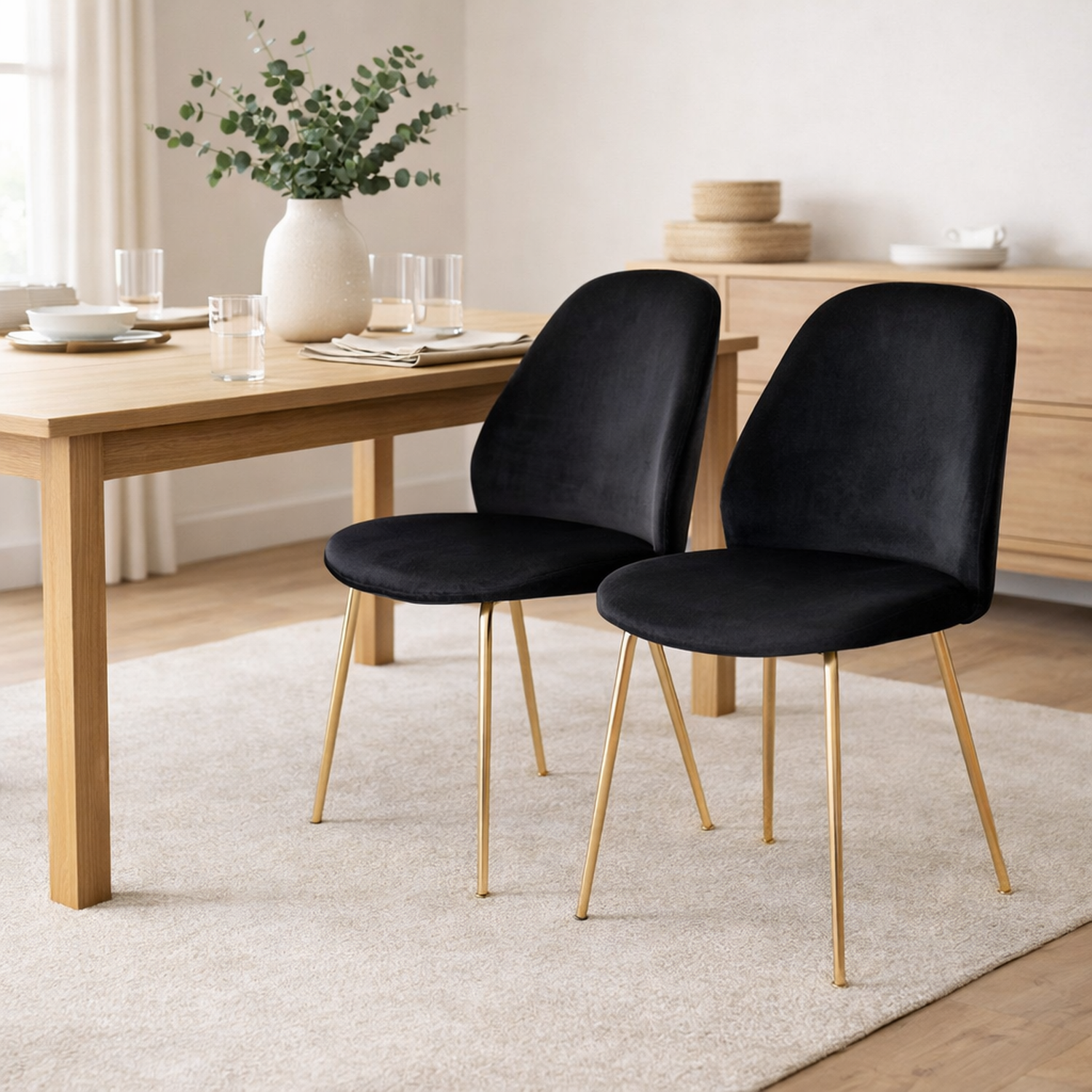 2er-Set Polsterstühle Geneve aus Samt - Schwarz-Polsterstühle-House Nordic-le canapé