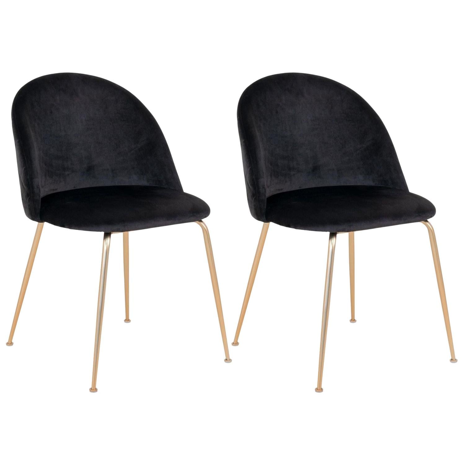 2er-Set Polsterstühle Geneve aus Samt - Schwarz-Polsterstühle-House Nordic-le canapé