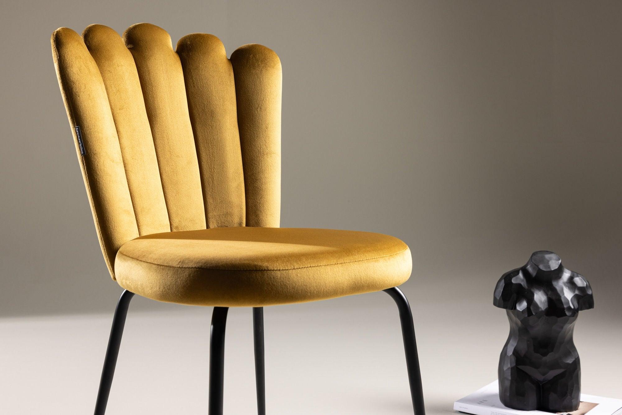 2er-Set Polsterstühle Limhamn aus Samt - Gelb-Polsterstühle-Furniture Fashion-le canapé