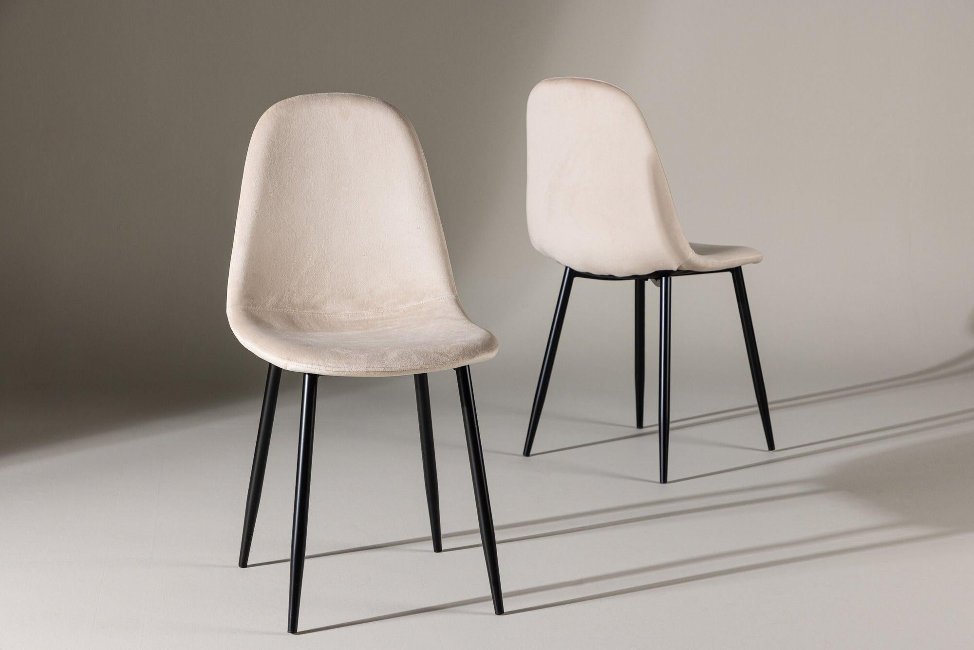 2er-Set Polsterstühle Polar aus Samt - Beige-Polsterstühle-Venture Home-le canapé