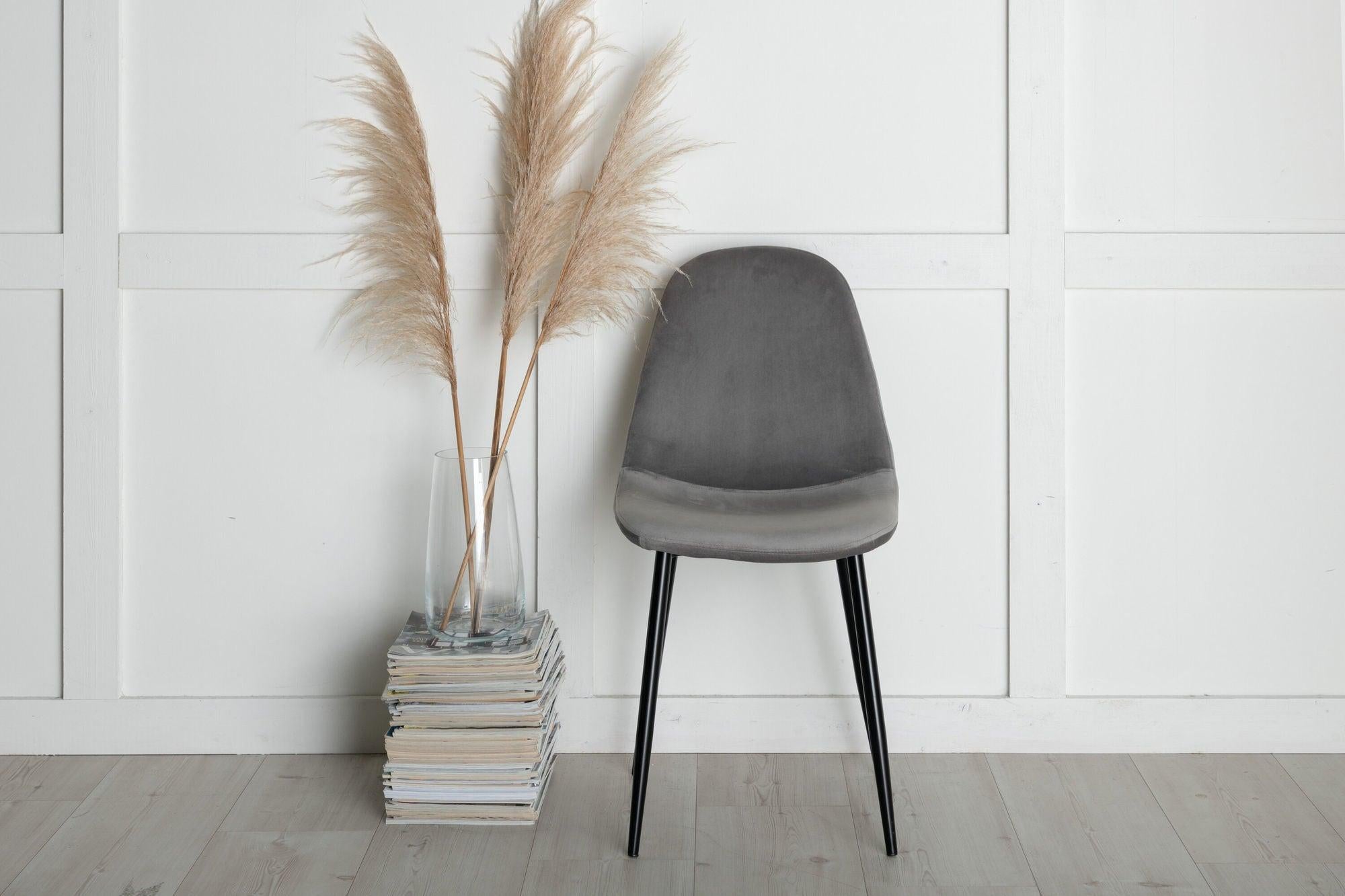 2er-Set Polsterstühle Polar aus Samt - Hellgrau-Polsterstühle-Venture Home-le canapé