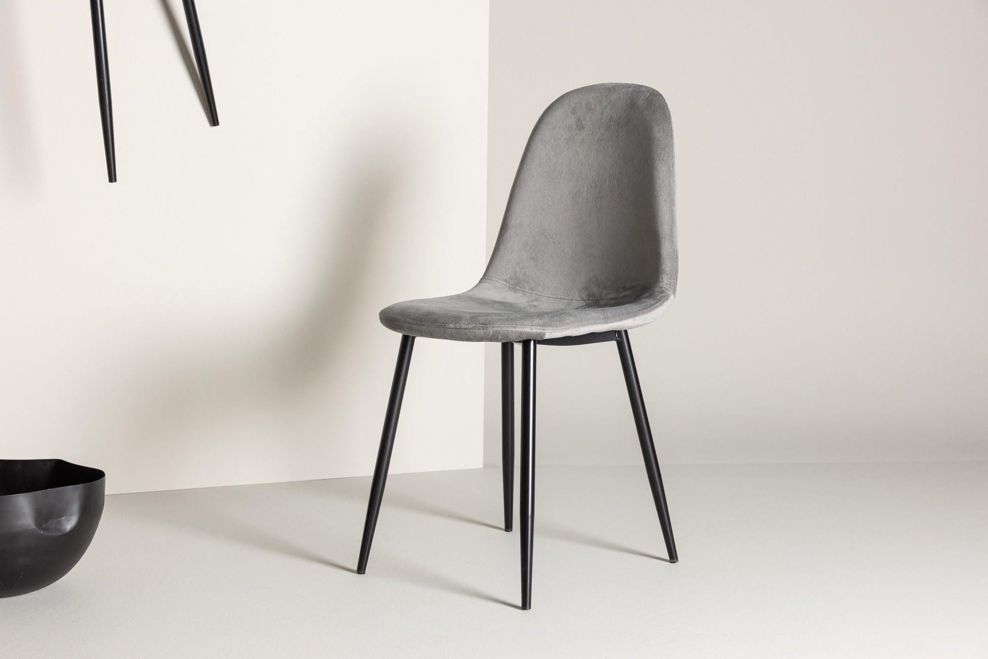 2er-Set Polsterstühle Polar aus Samt - Hellgrau-Polsterstühle-Venture Home-le canapé