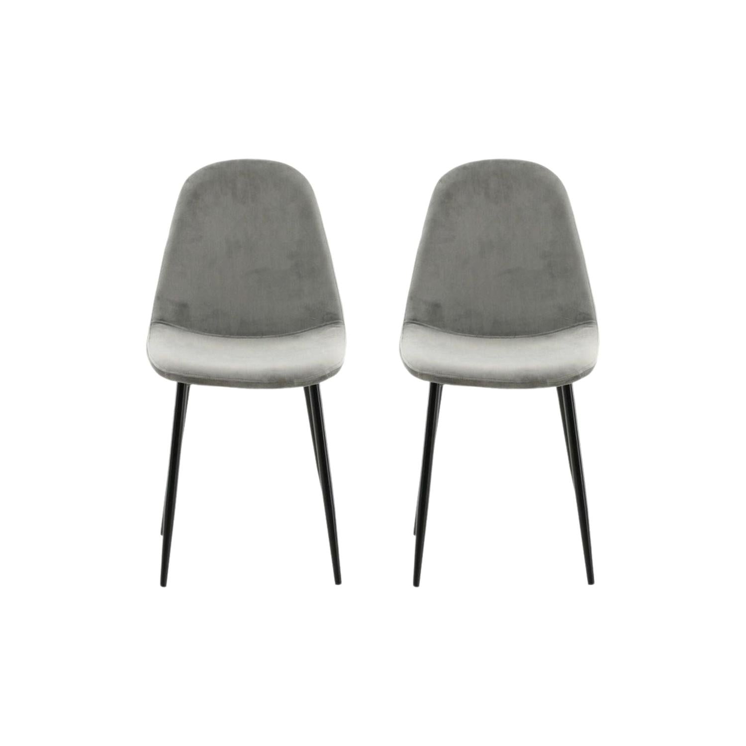 2er-Set Polsterstühle Polar aus Samt - Hellgrau-Polsterstühle-Venture Home-le canapé