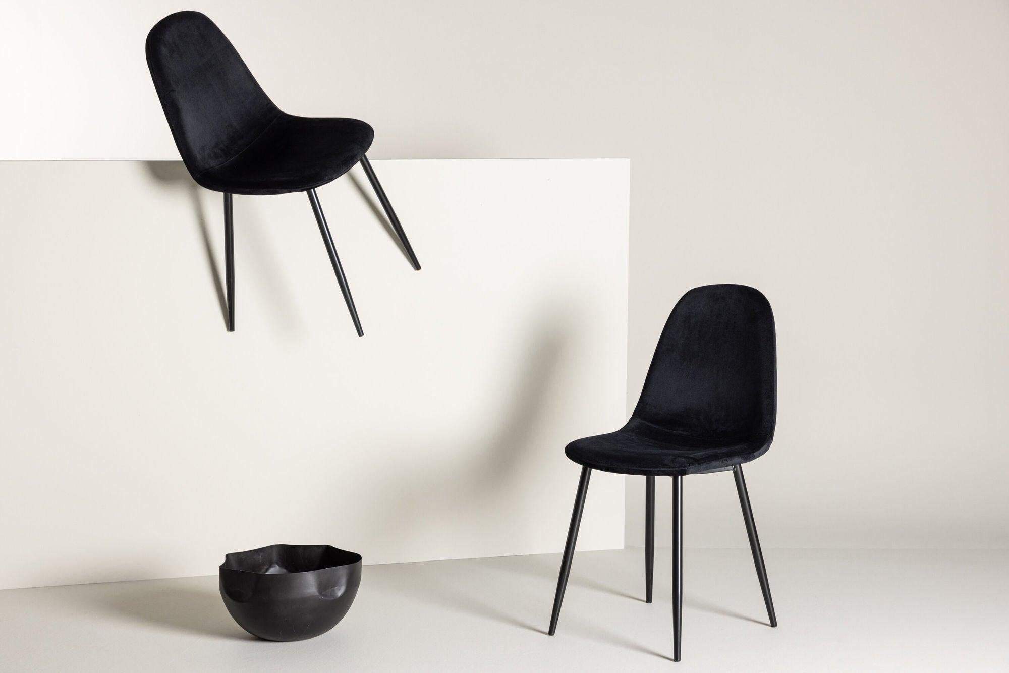 2er-Set Polsterstühle Polar aus Samt - Schwarz-Polsterstühle-Venture Home-le canapé