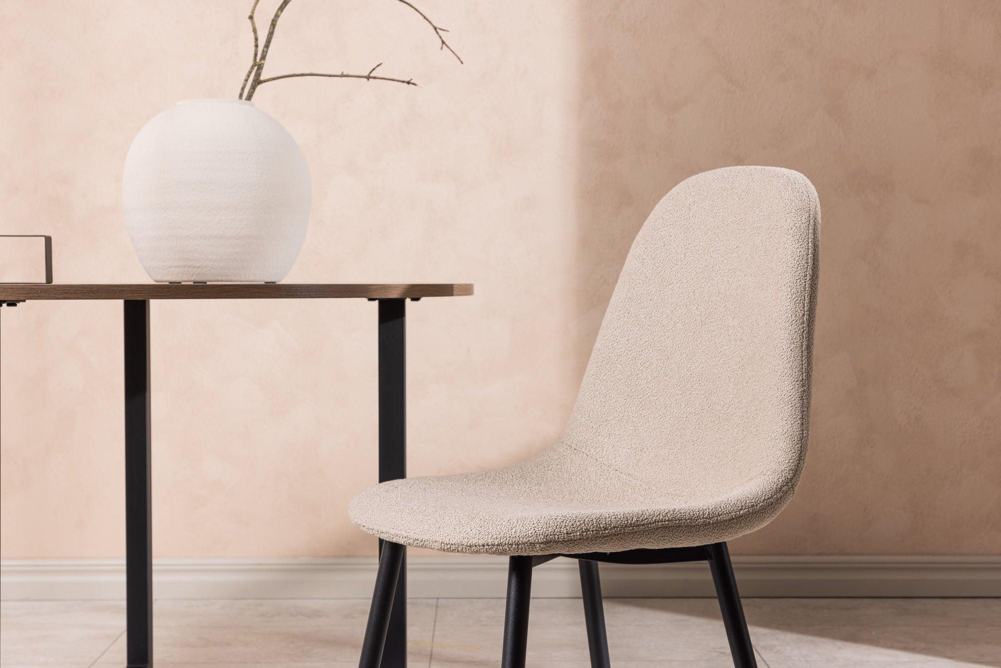 2er-Set Polsterstühle Polar aus Teddy Bouclé - Beige-Polsterstühle-Venture Home-le canapé