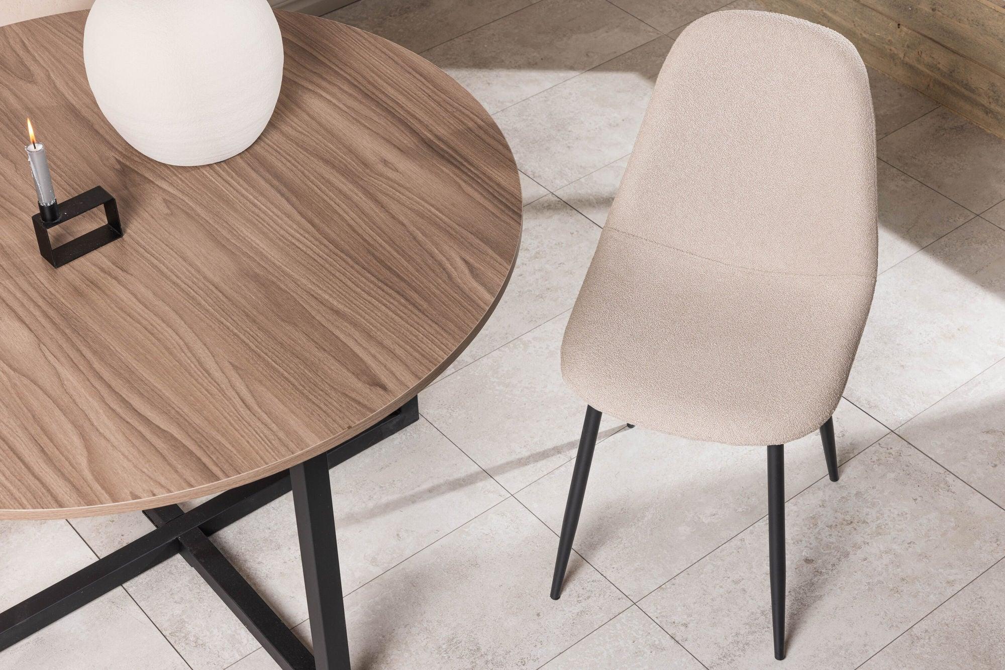 2er-Set Polsterstühle Polar aus Teddy Bouclé - Beige-Polsterstühle-Venture Home-le canapé