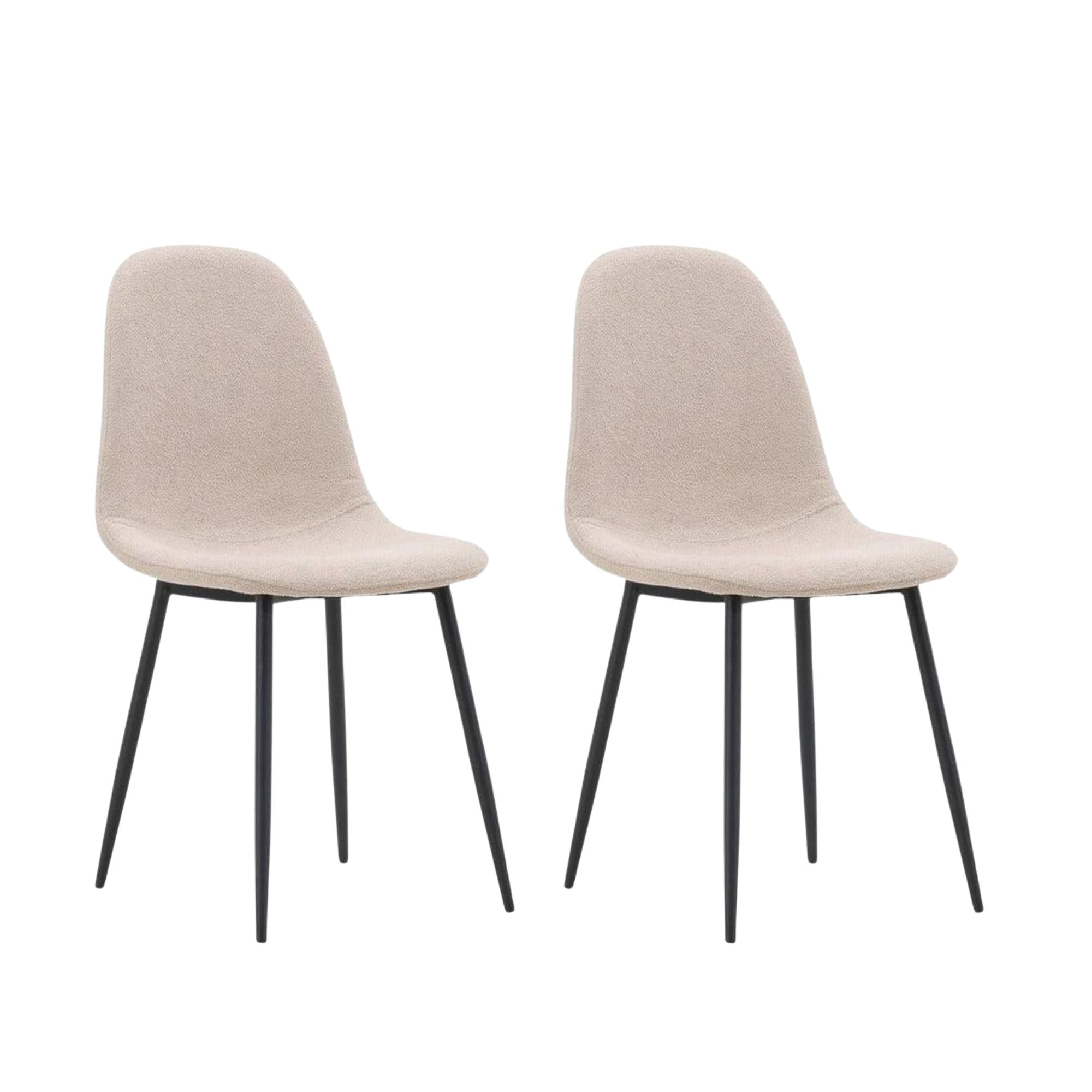 2er-Set Polsterstühle Polar aus Teddy Bouclé - Beige-Polsterstühle-Venture Home-le canapé