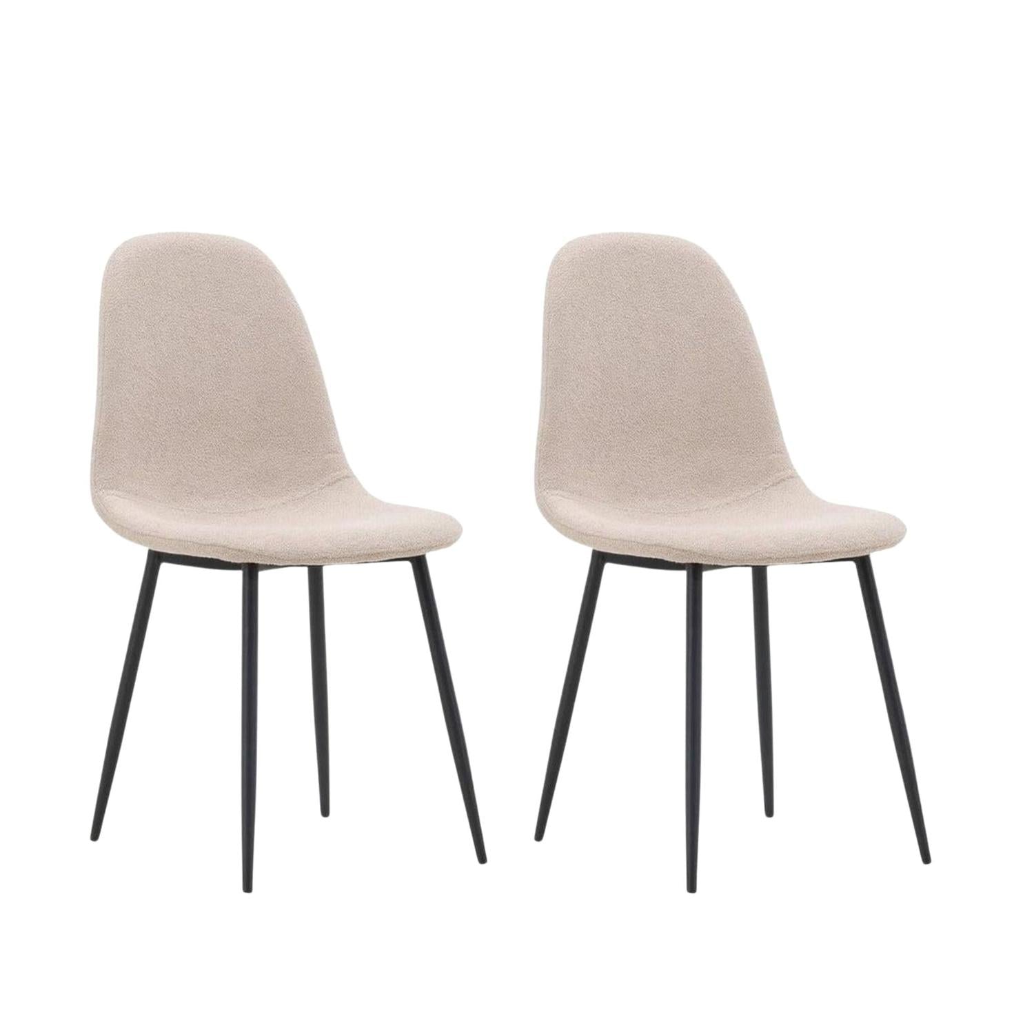 2er-Set Polsterstühle Polar aus Teddy Bouclé - Beige-Polsterstühle-Venture Home-le canapé
