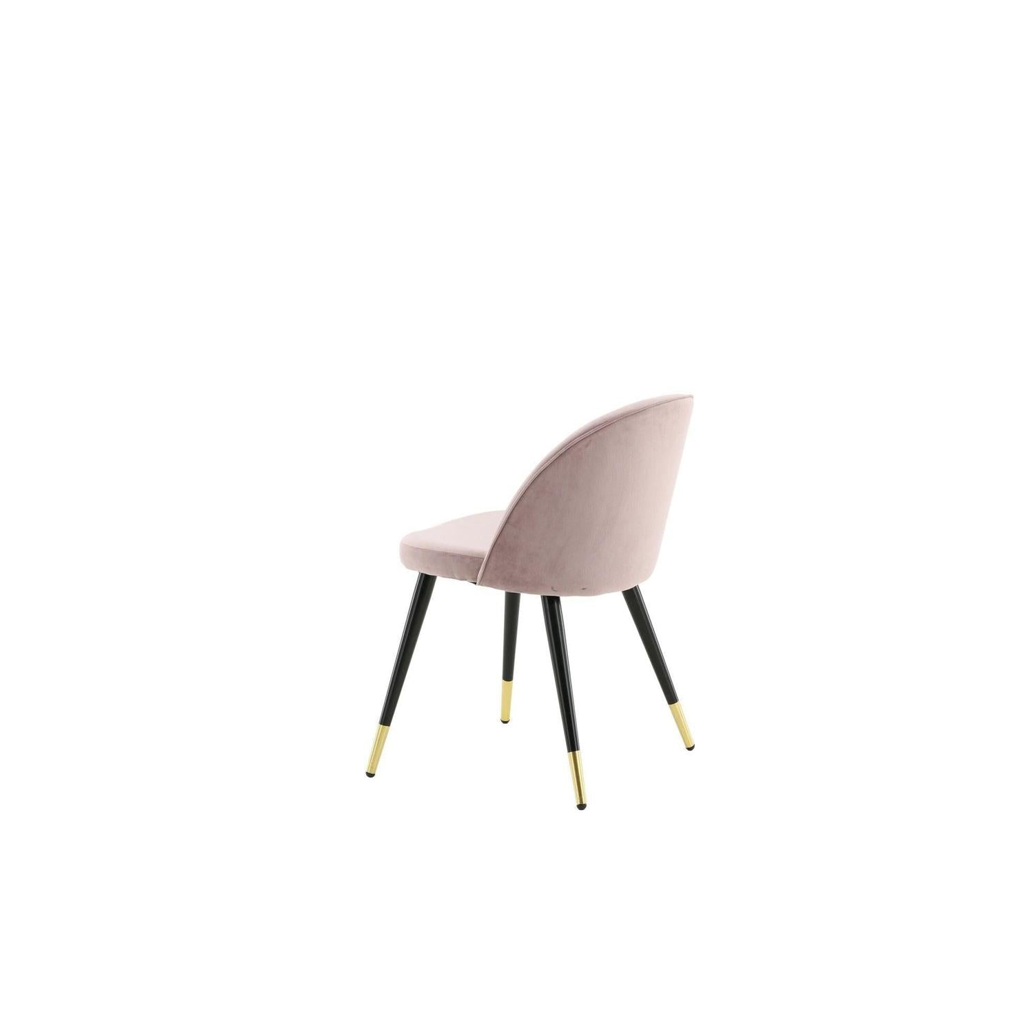 2er-Set Polsterstühle Velvet aus Samt - Altrosa / Schwarz / Messing-Polsterstühle-Venture Home-le canapé