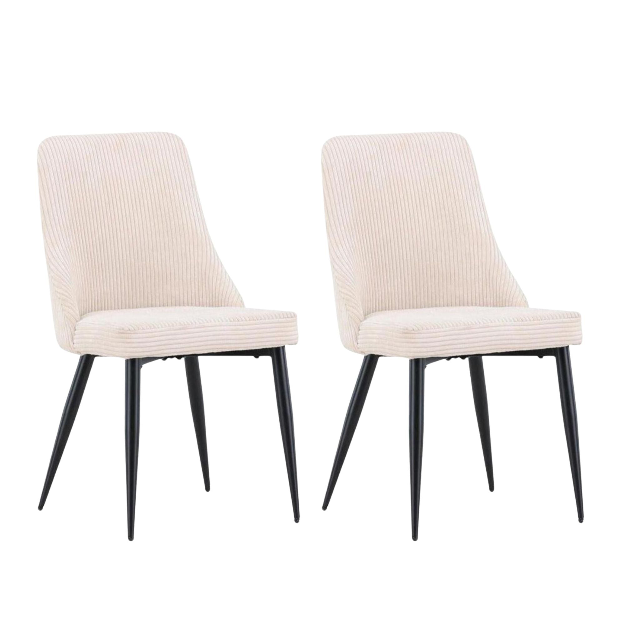 2er-Set Stühle Leone aus Kord - Beige-Polsterstühle-Venture Home-le canapé