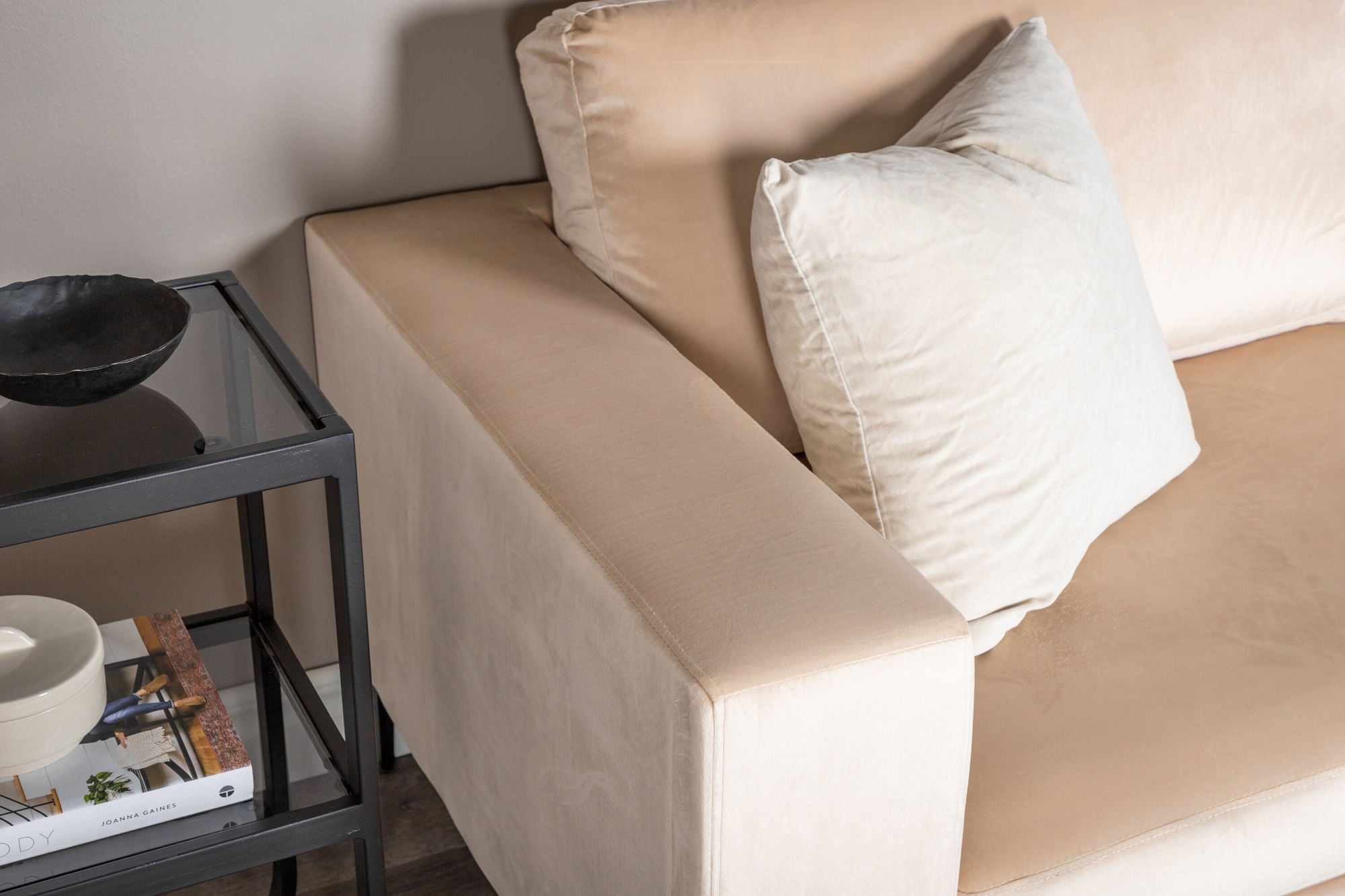3-Sitzer Sofa Bolero aus Samt - Beige-3-Sitzer Sofas-Venture Home-le canapé