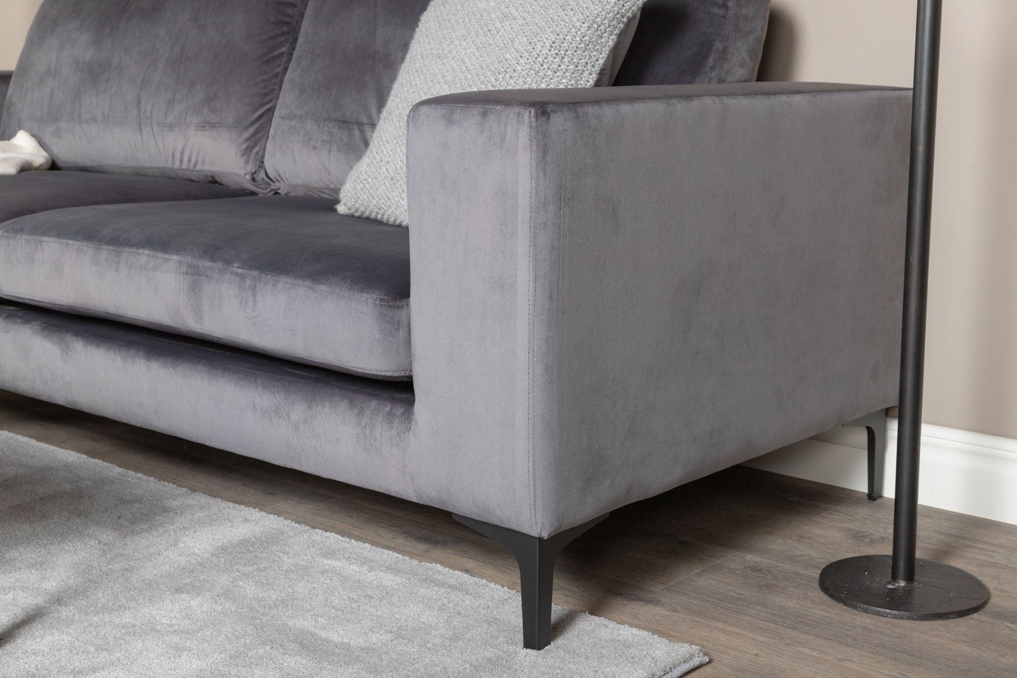 3-Sitzer Sofa Bolero aus Samt - Dunkelgrau-3-Sitzer Sofas-Venture Home-le canapé